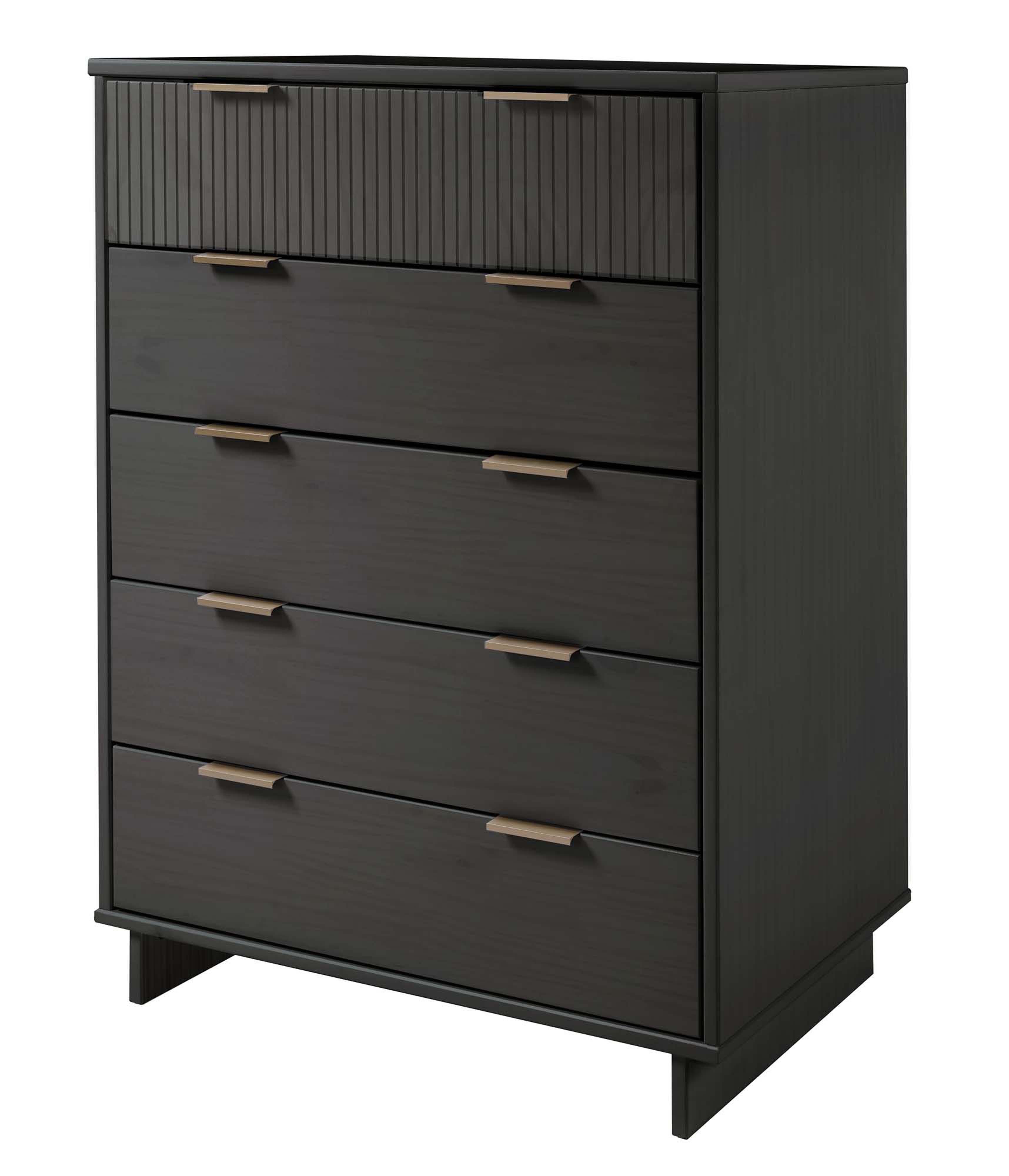 Manhattan Comfort 38" 5 Drawer Dresser, Dark Gray, large