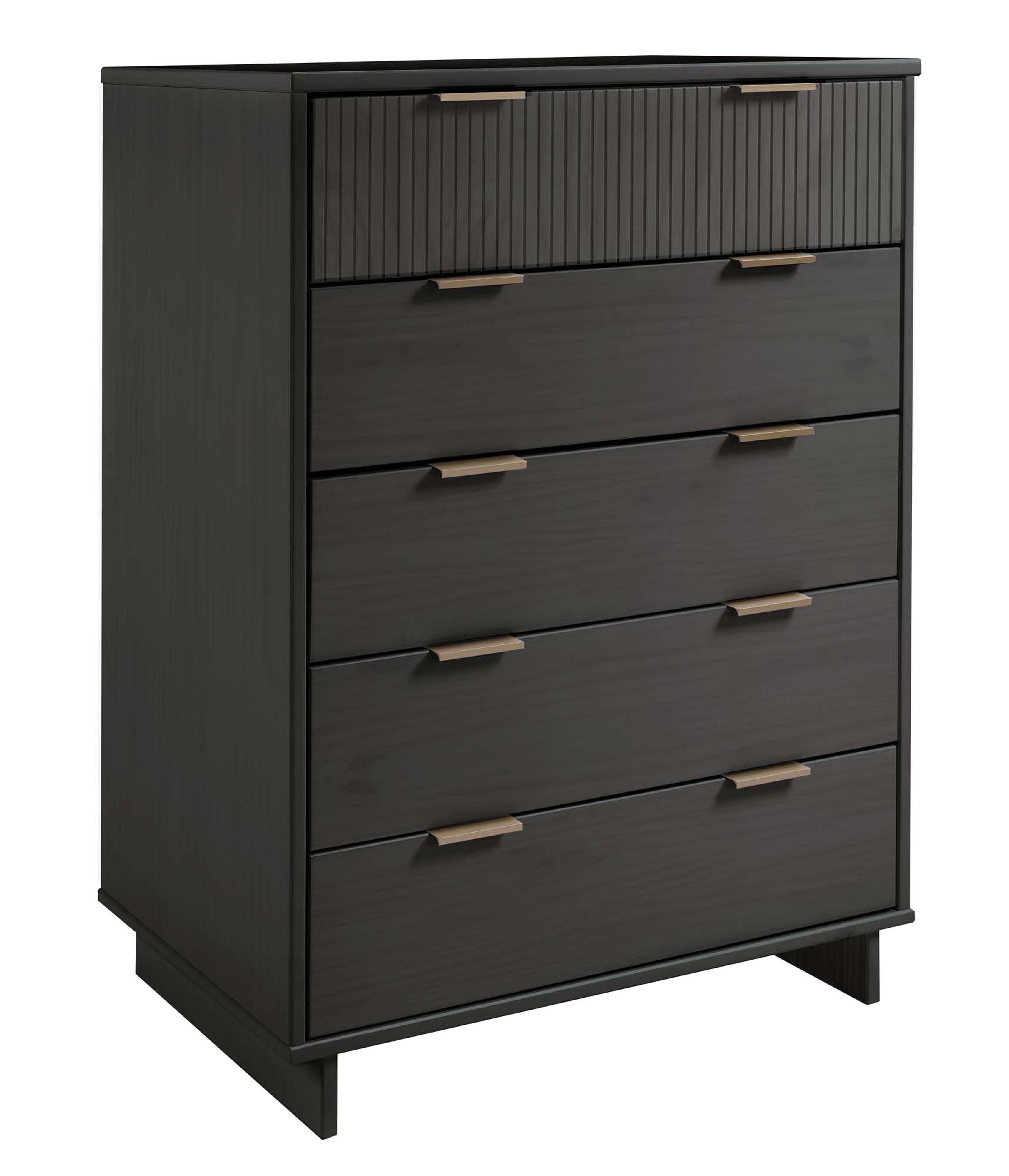 Manhattan Comfort 38" 5 Drawer Dresser, Dark Gray, large