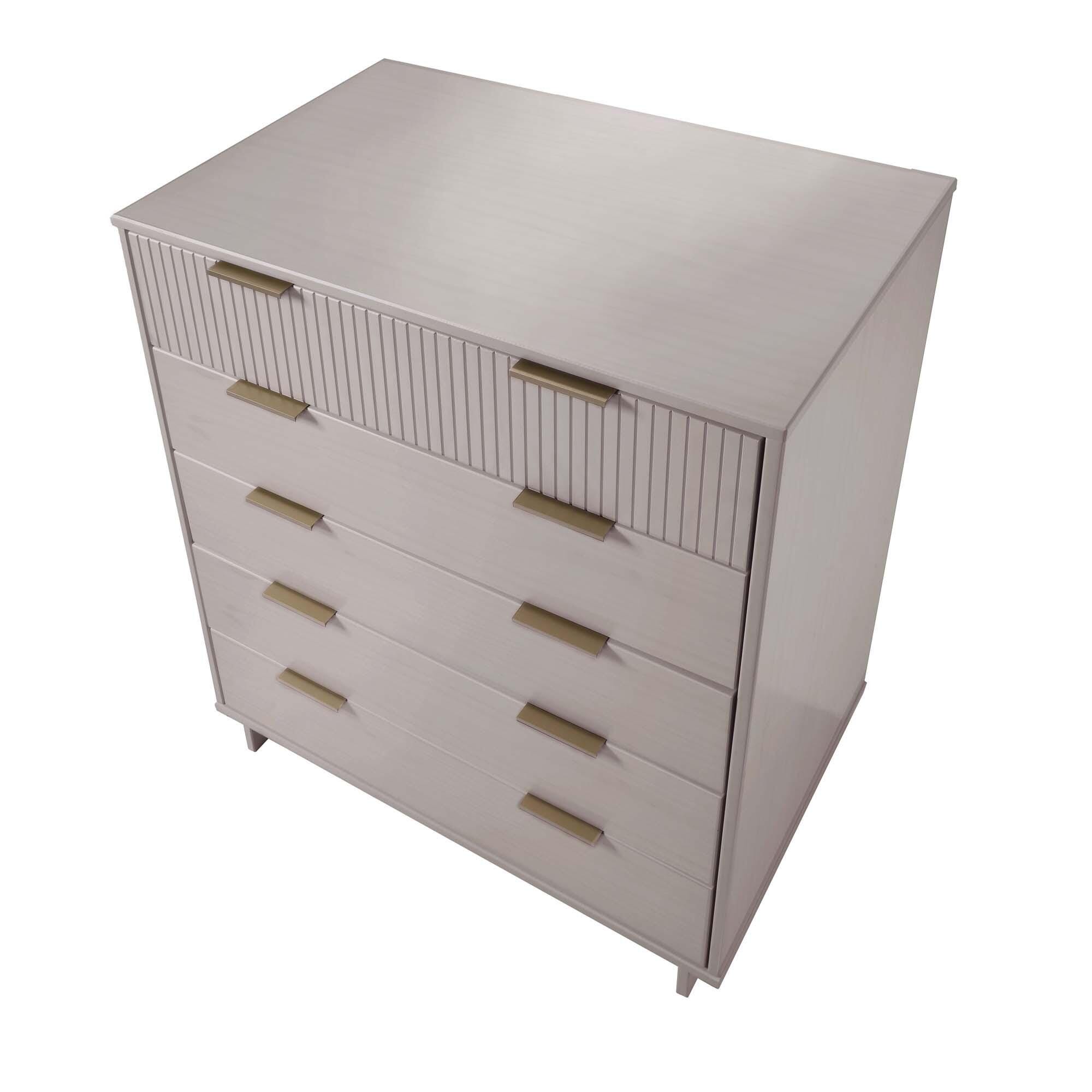 Manhattan Comfort 38" 5 Drawer Dresser, Light Gray, large