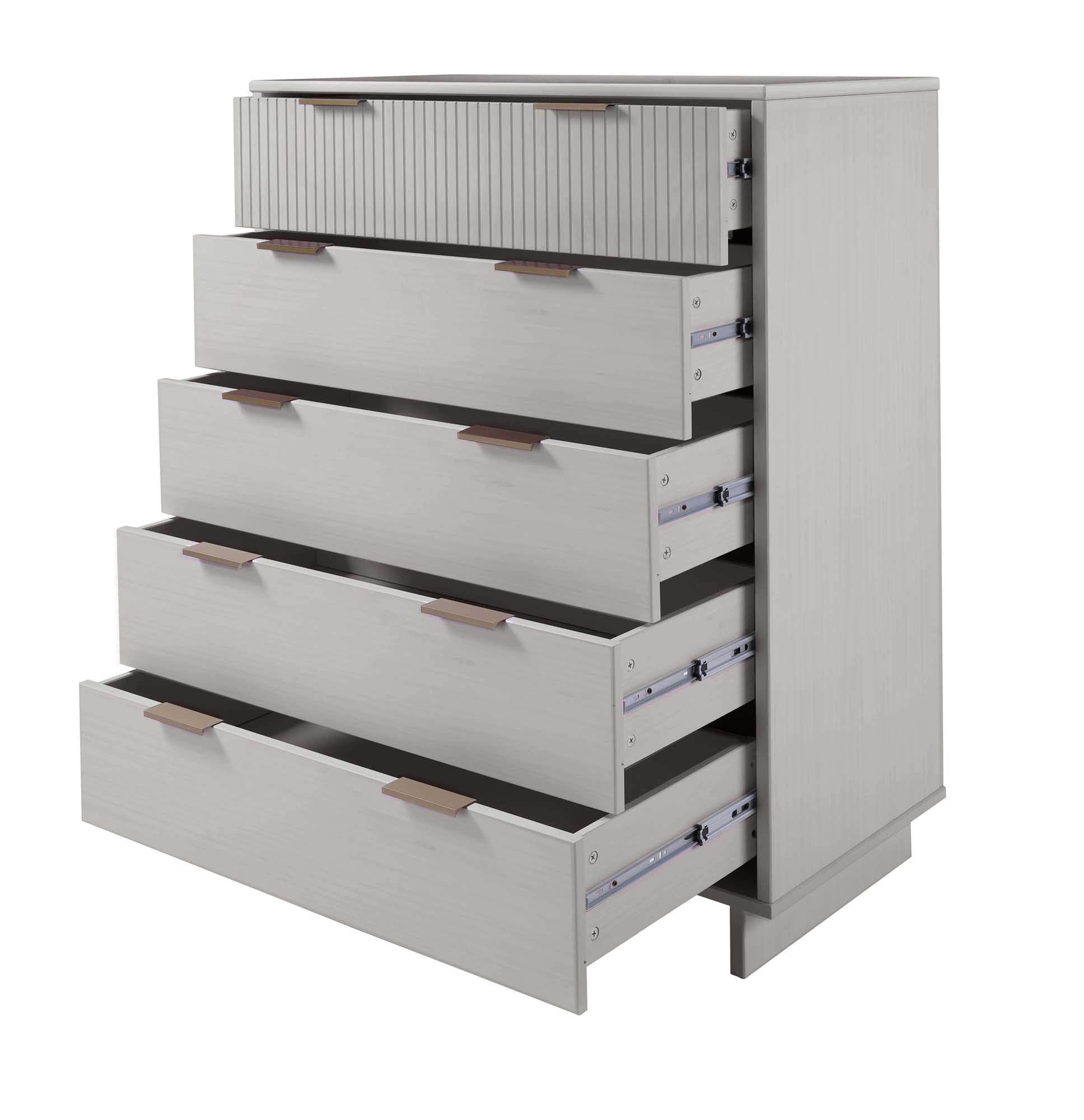 Manhattan Comfort 38" 5 Drawer Dresser, Light Gray, large