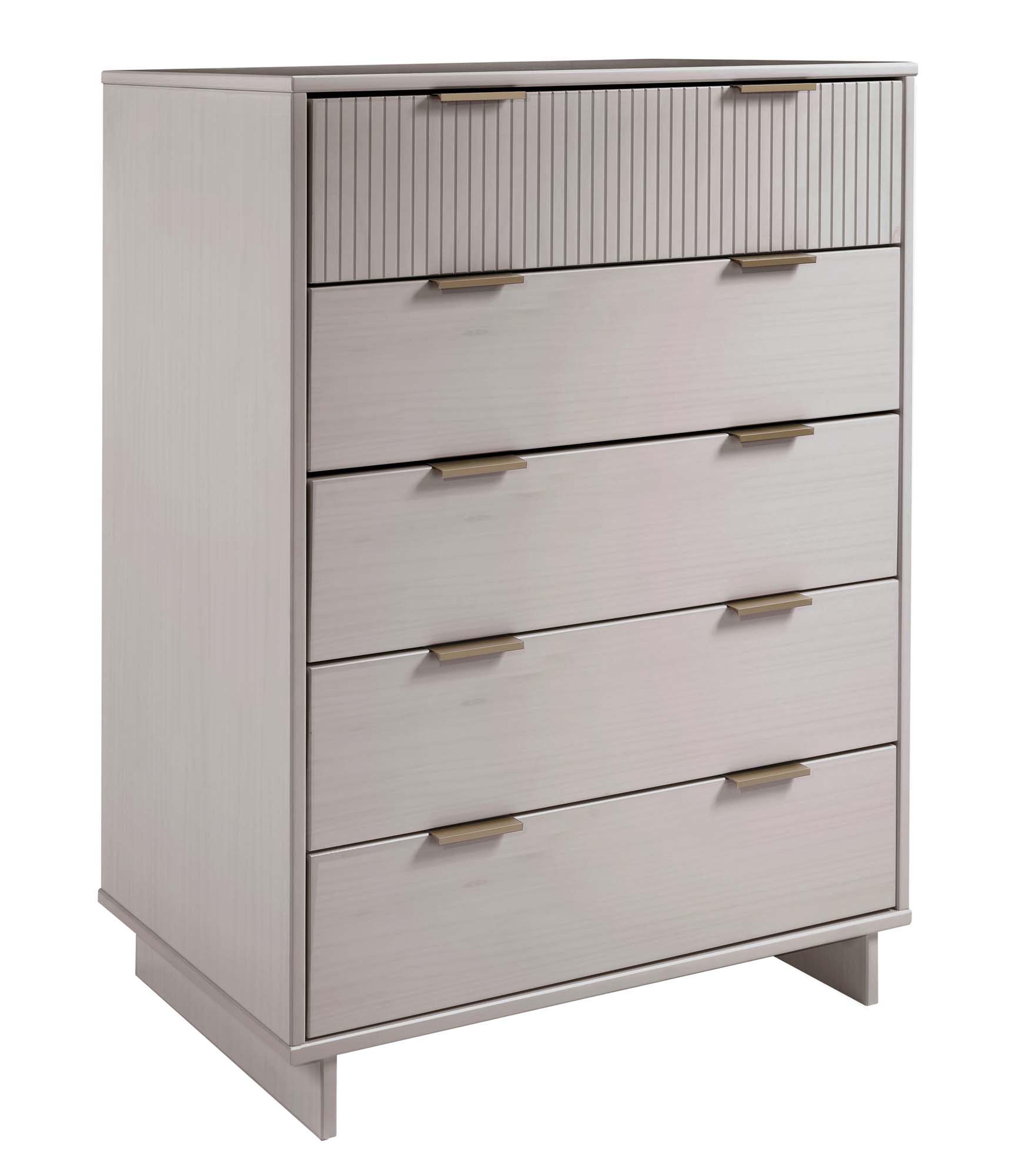 Manhattan Comfort 38" 5 Drawer Dresser, Light Gray, large