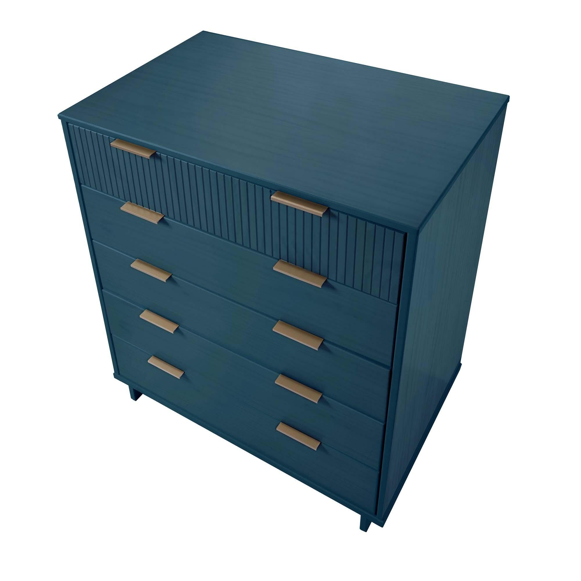 Manhattan Comfort 38" 5 Drawer Dresser, Midnight Blue, large
