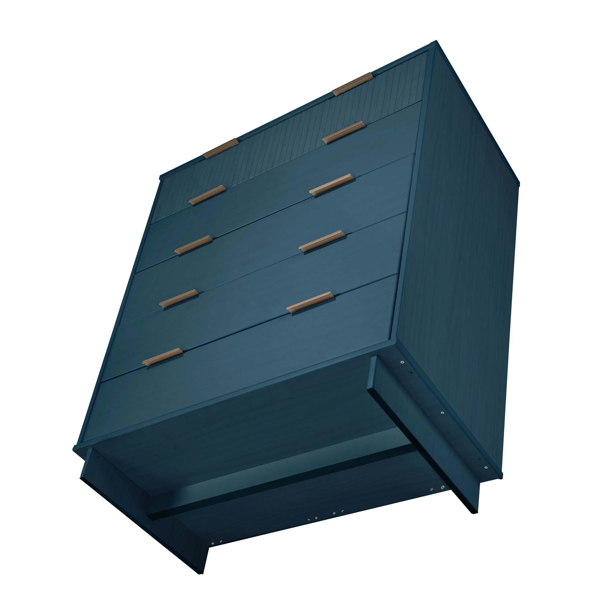 Manhattan Comfort 38" 5 Drawer Dresser, Midnight Blue, large