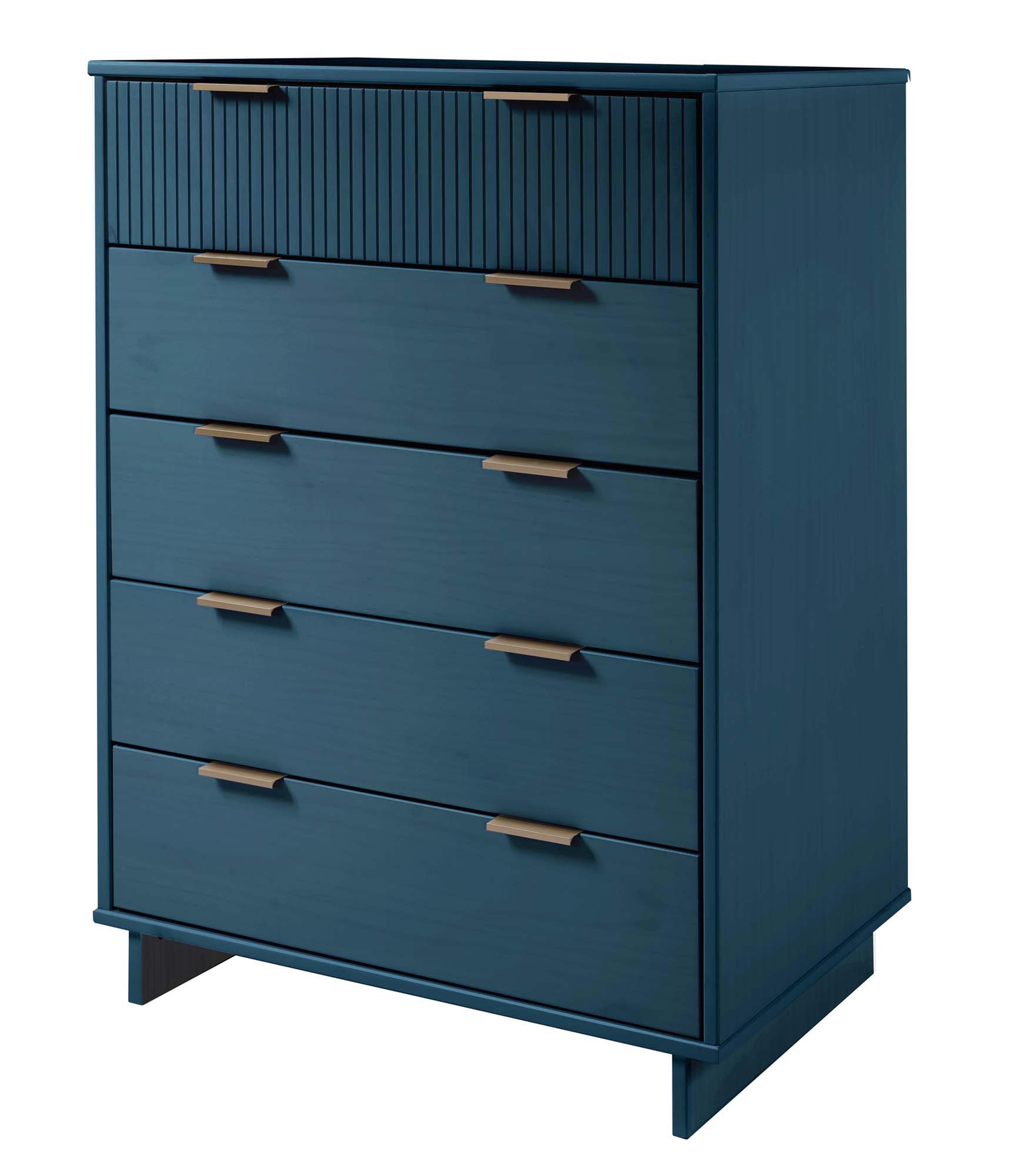 Manhattan Comfort 38" 5 Drawer Dresser, Midnight Blue, large