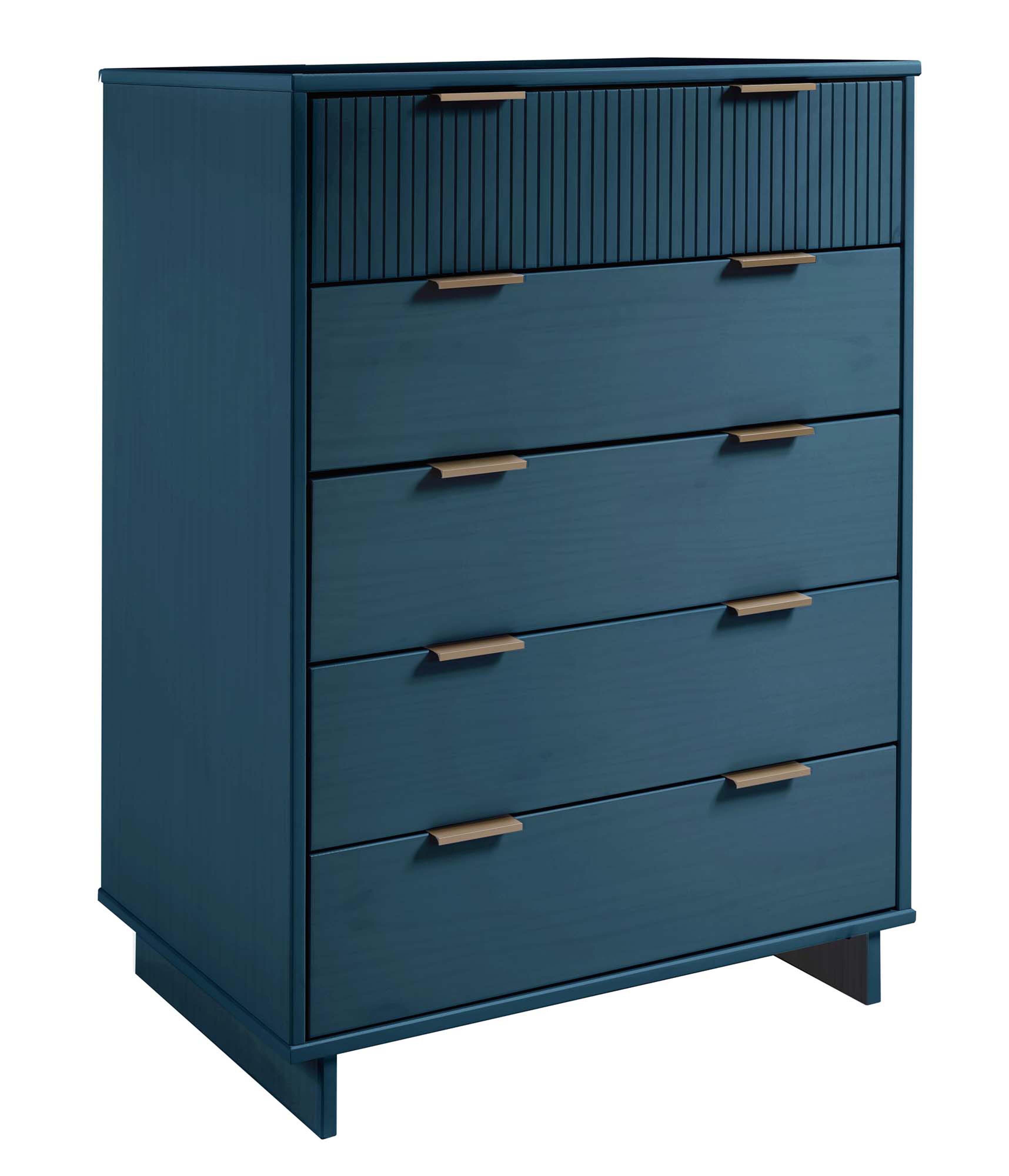Manhattan Comfort 38" 5 Drawer Dresser, Midnight Blue, large