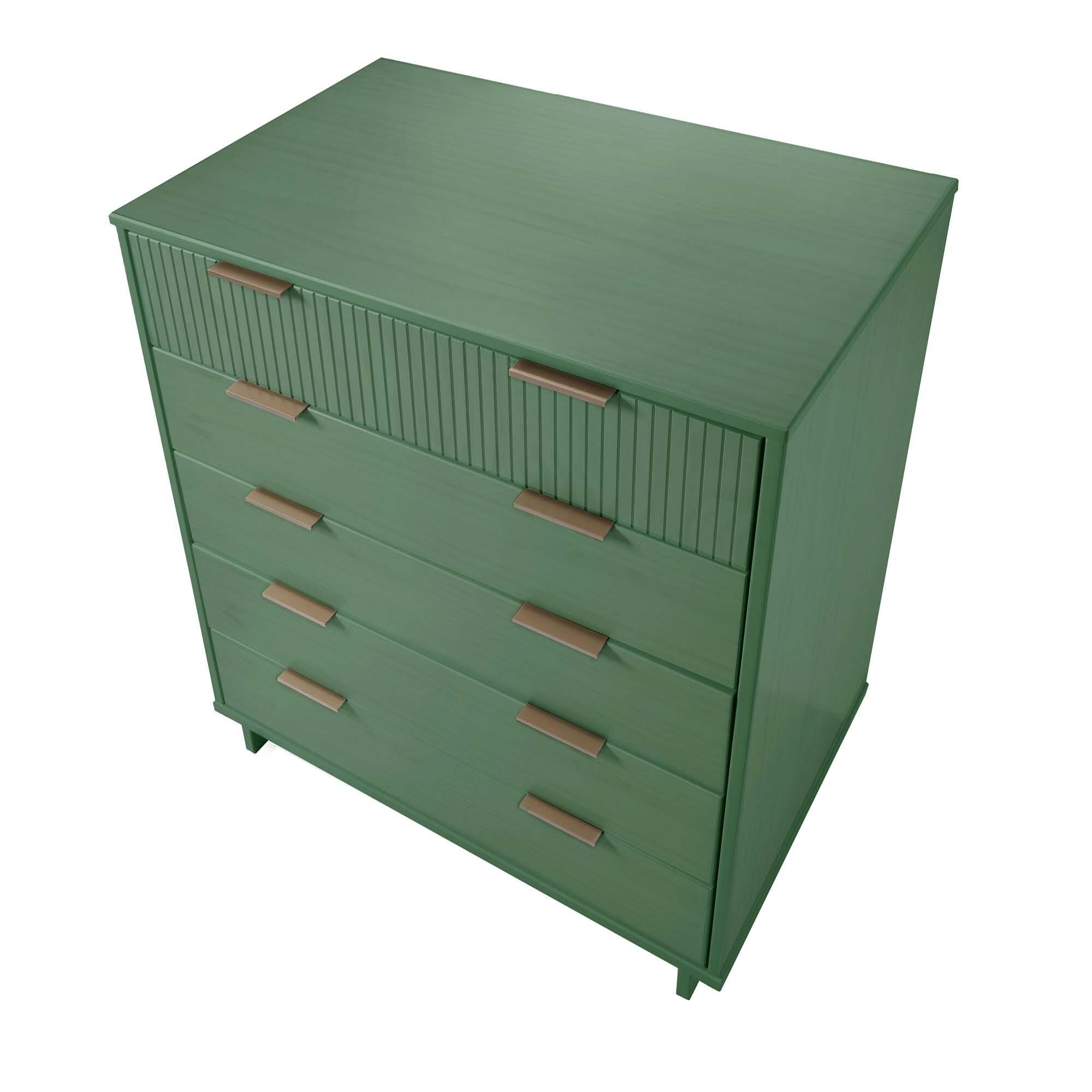Manhattan Comfort 38" 5 Drawer Dresser, Sage Green, large