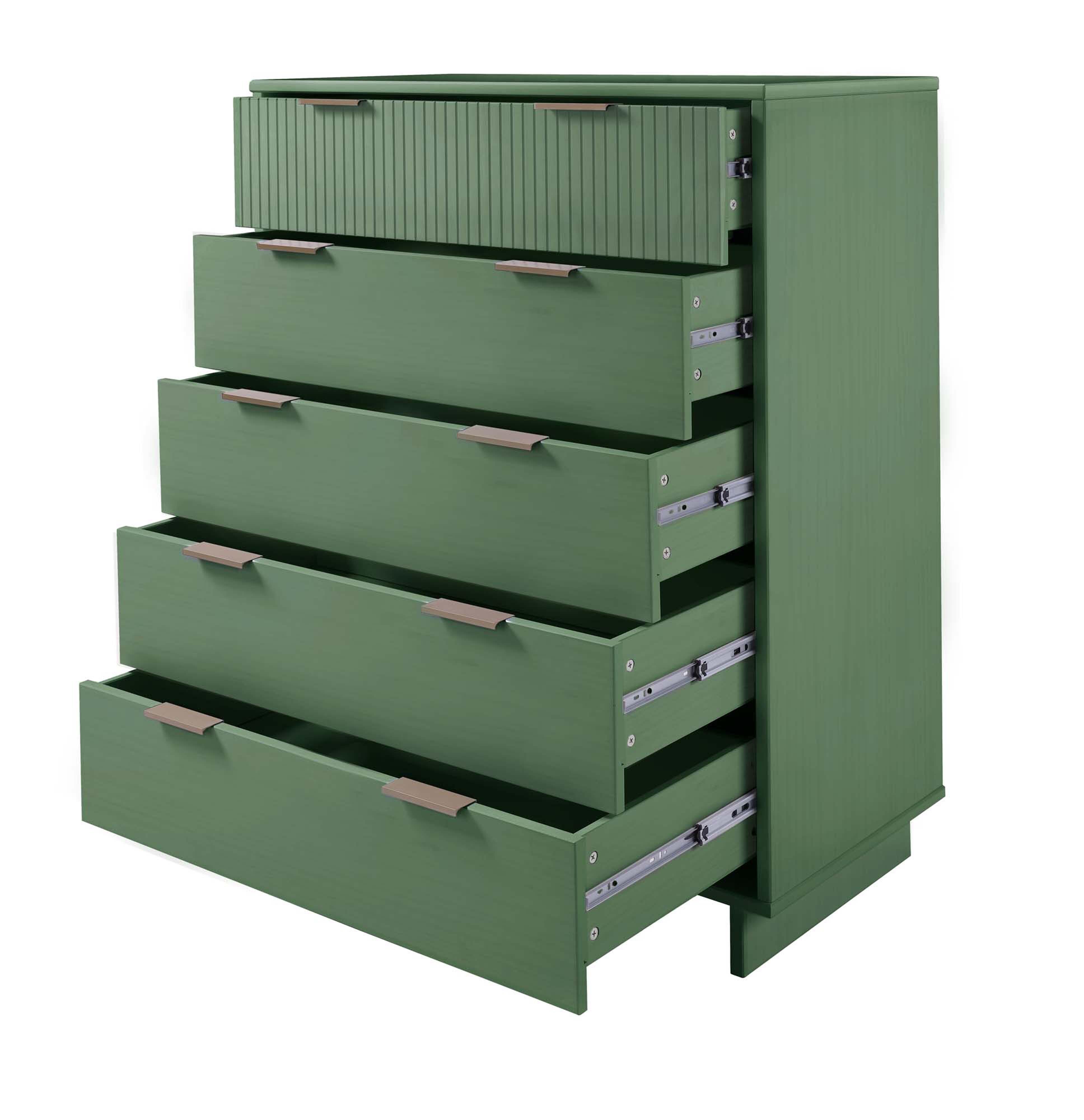 Manhattan Comfort 38" 5 Drawer Dresser, Sage Green, large