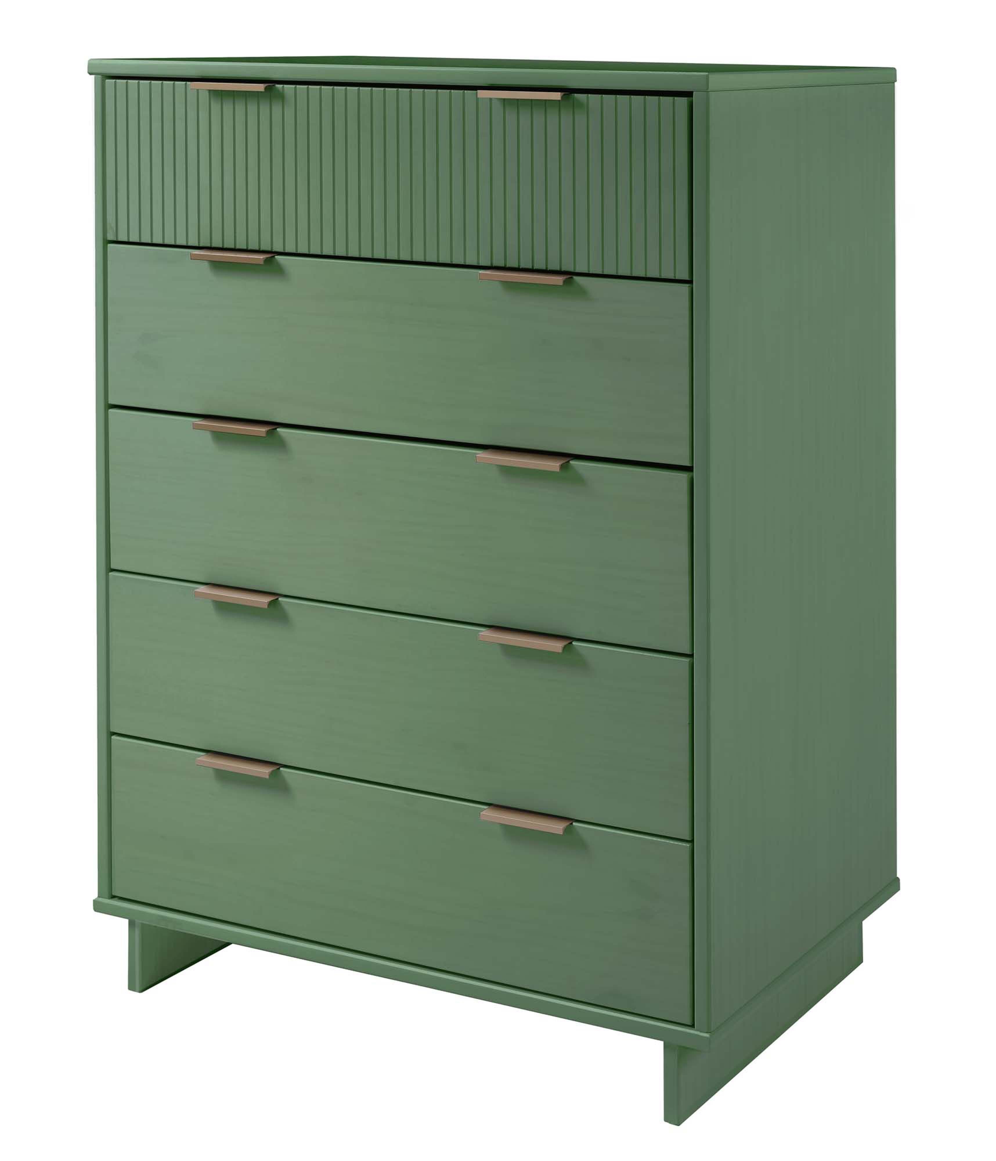 Manhattan Comfort 38" 5 Drawer Dresser, Sage Green, large