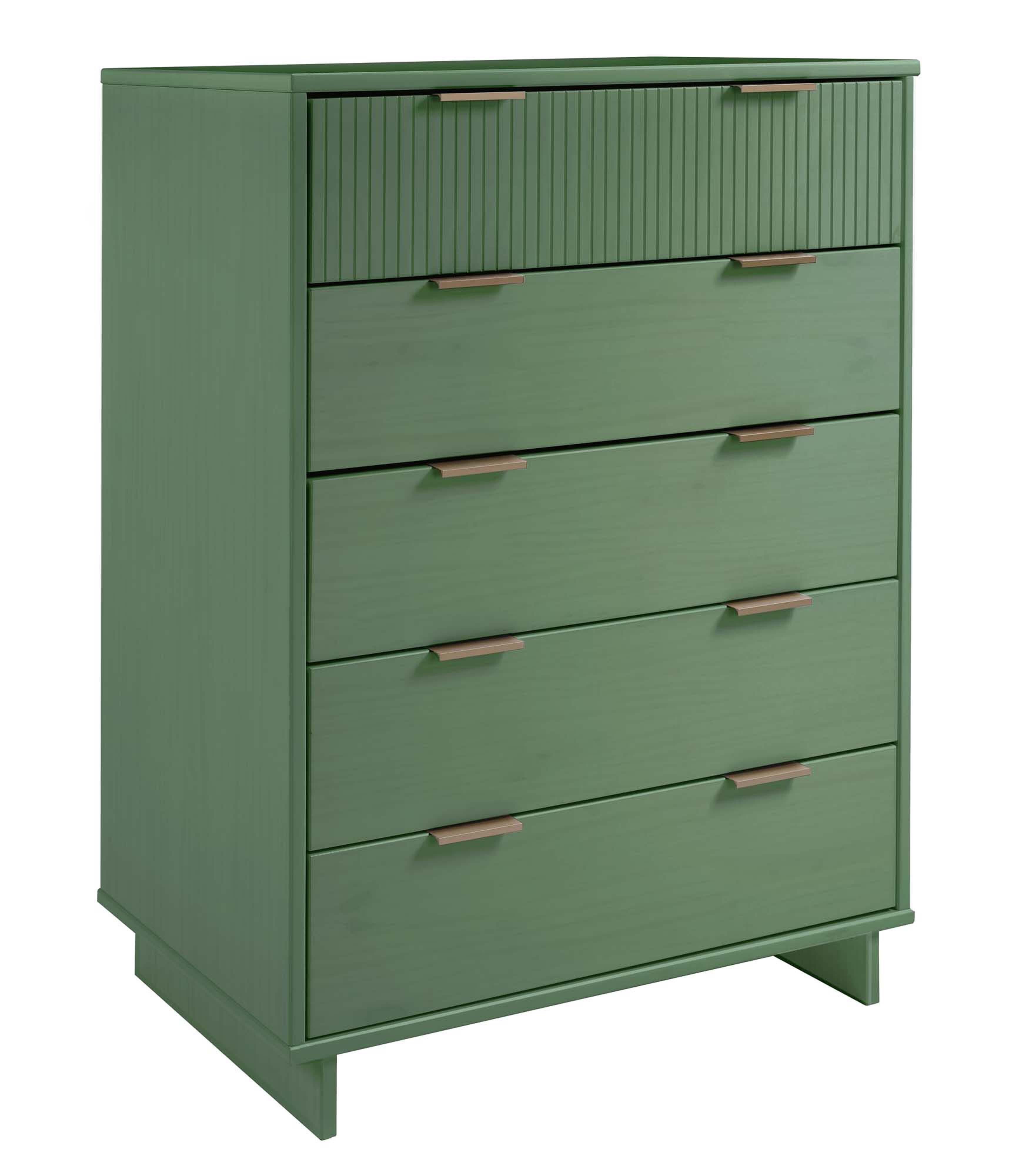 Manhattan Comfort 38" 5 Drawer Dresser, Sage Green, large