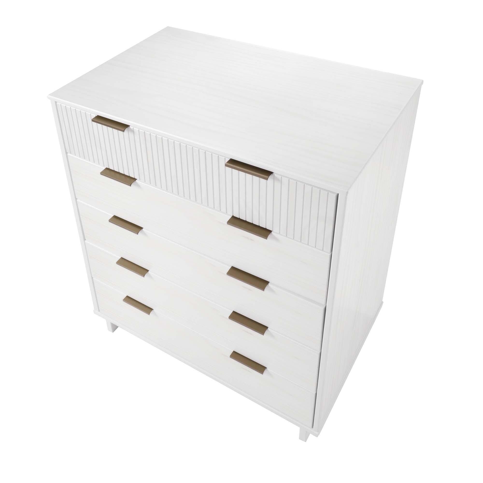 Manhattan Comfort 38" 5 Drawer Dresser, White, large