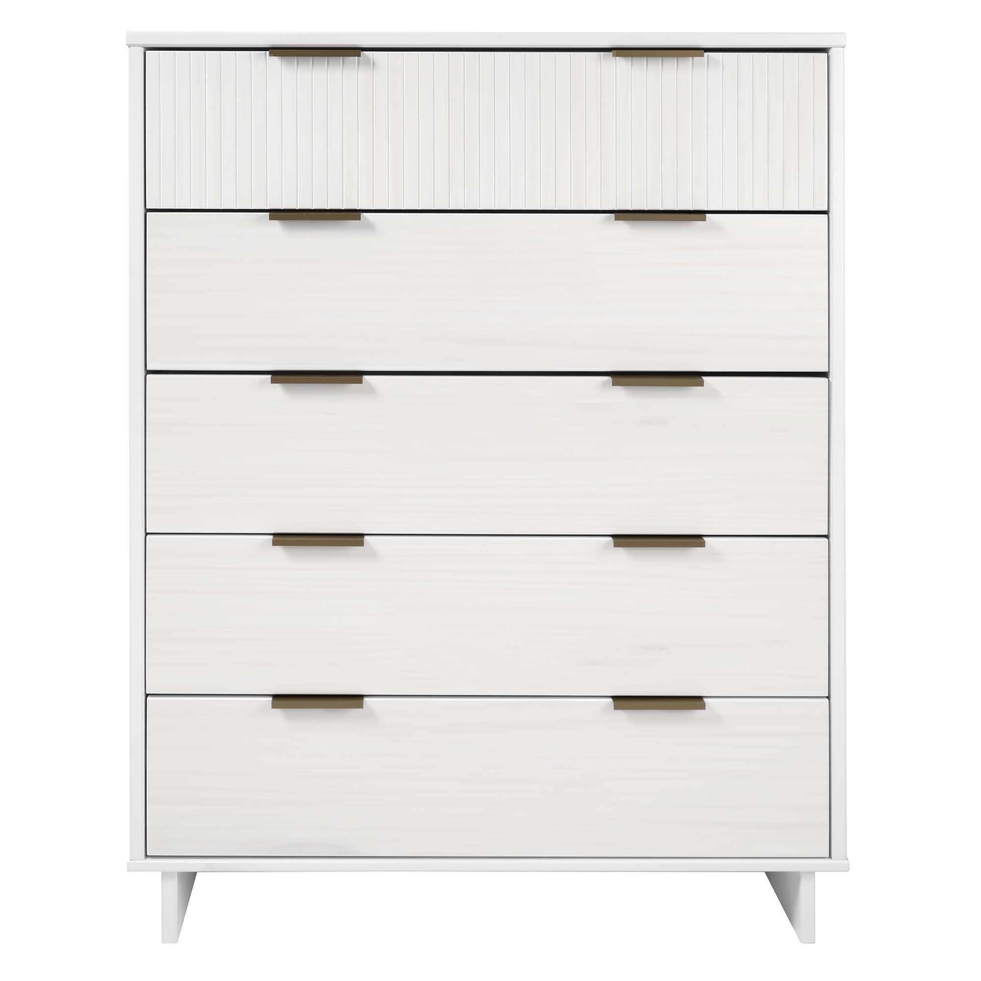 Manhattan Comfort 38" 5 Drawer Dresser, White, large
