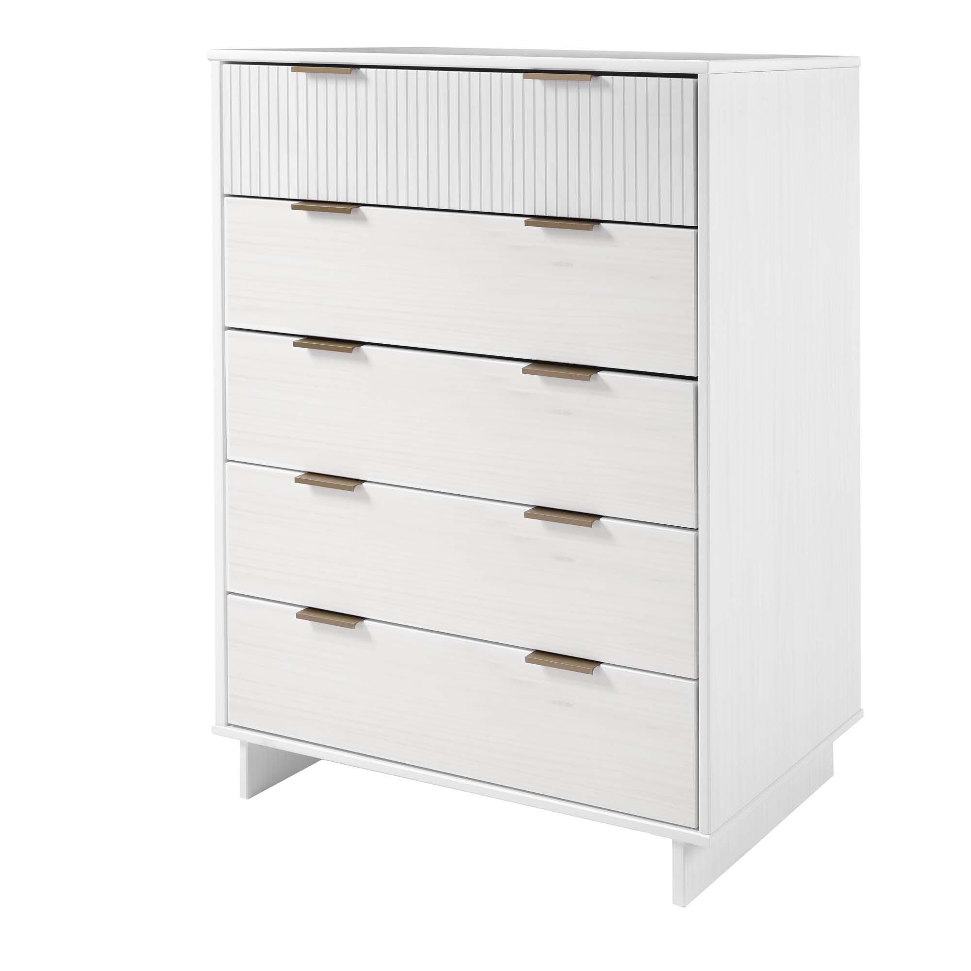 Manhattan Comfort 38" 5 Drawer Dresser, White, large