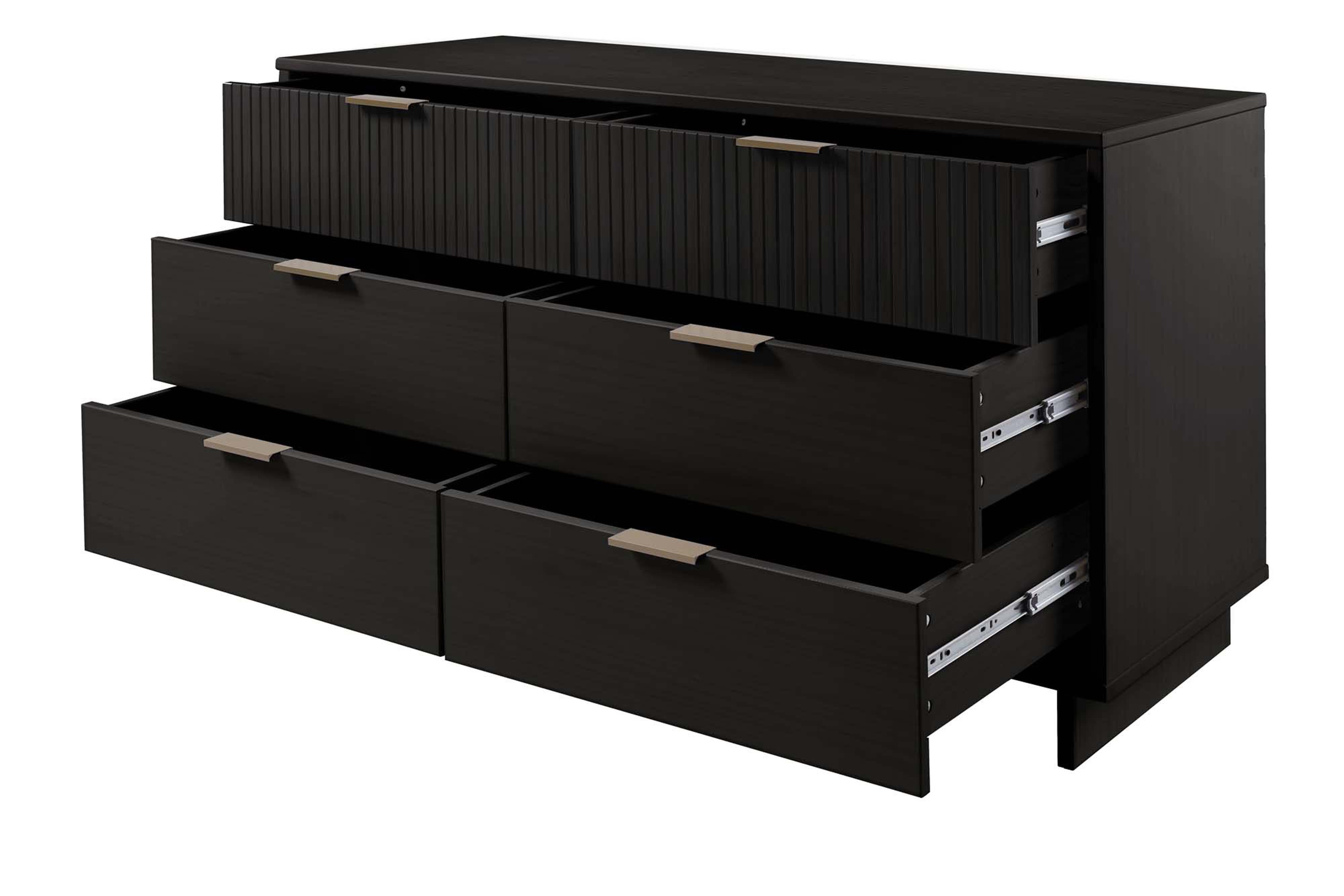 Manhattan Comfort 55" 6 Drawer Dresser, Black, large