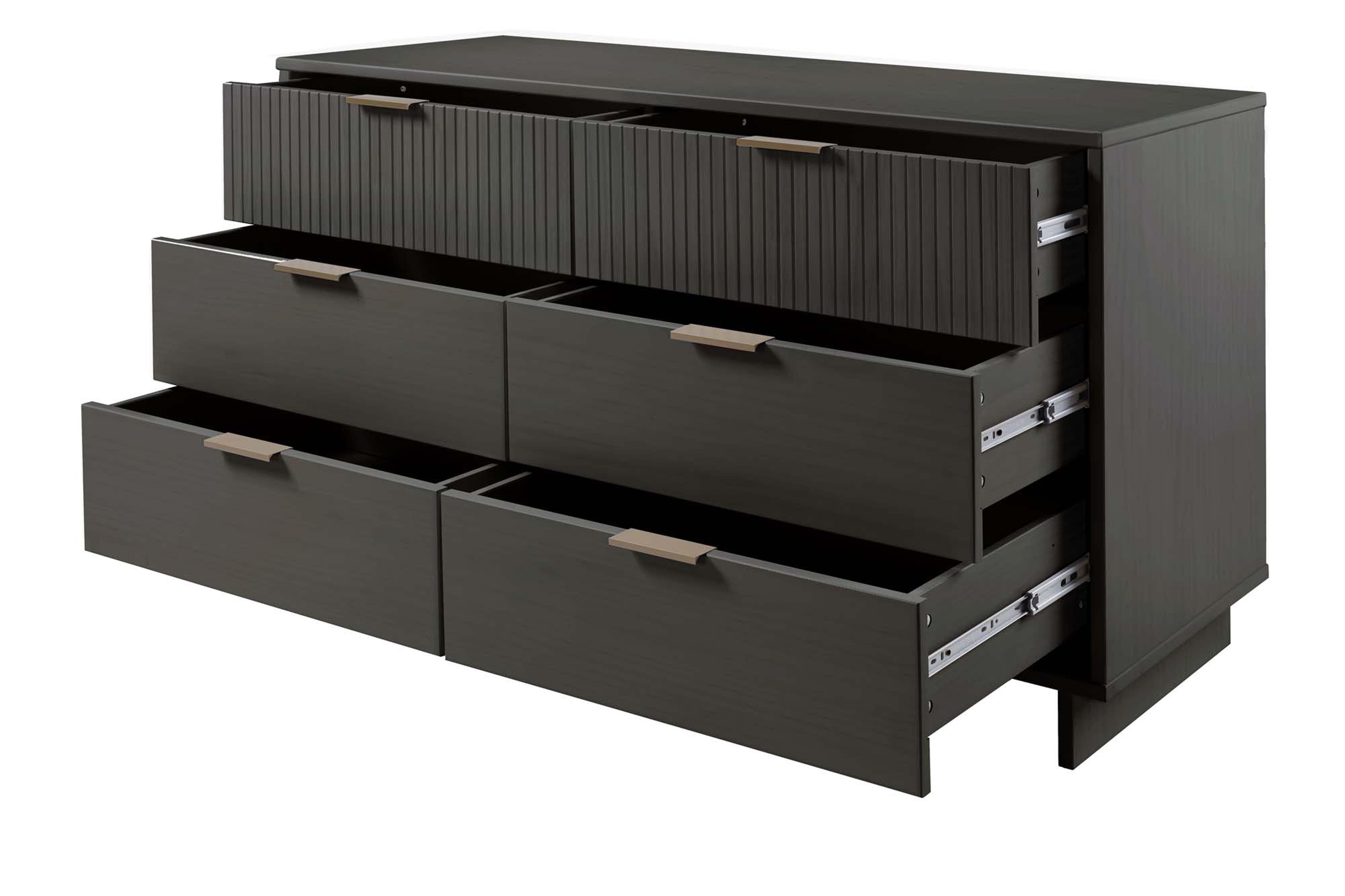 Manhattan Comfort 55" 6 Drawer Dresser, Dark Gray, large