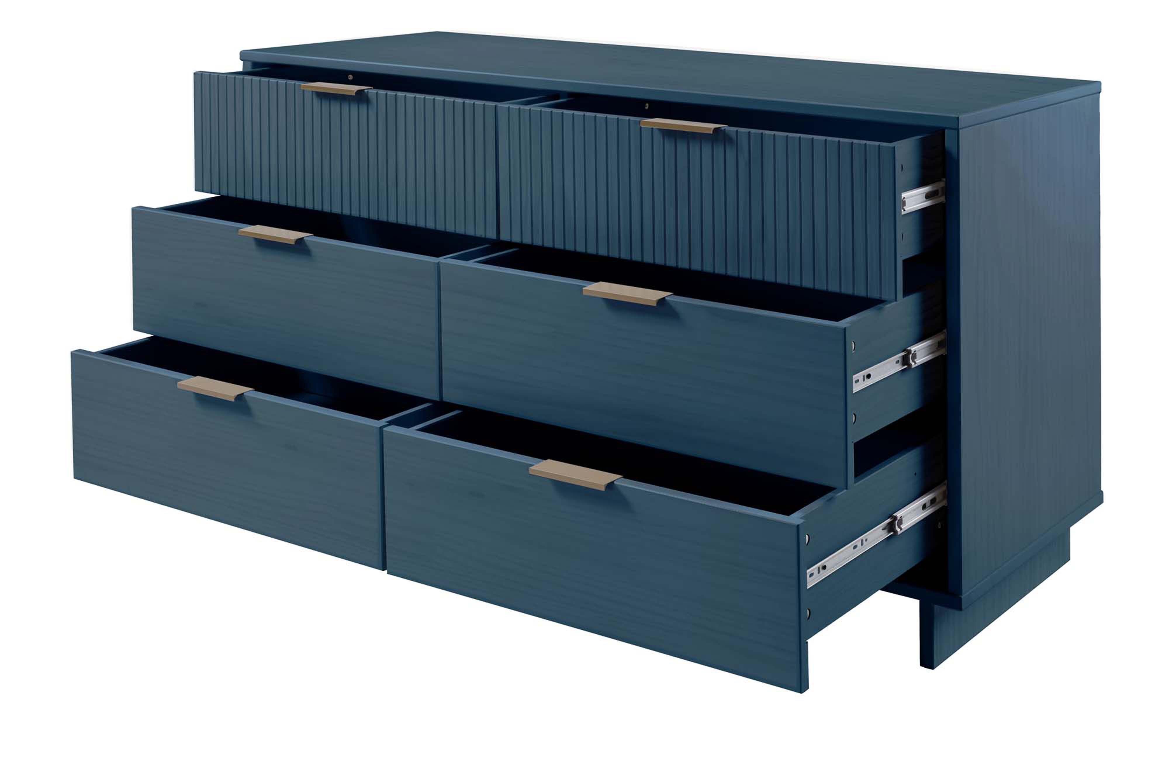 Manhattan Comfort 55" 6 Drawer Dresser, Midnight Blue, large