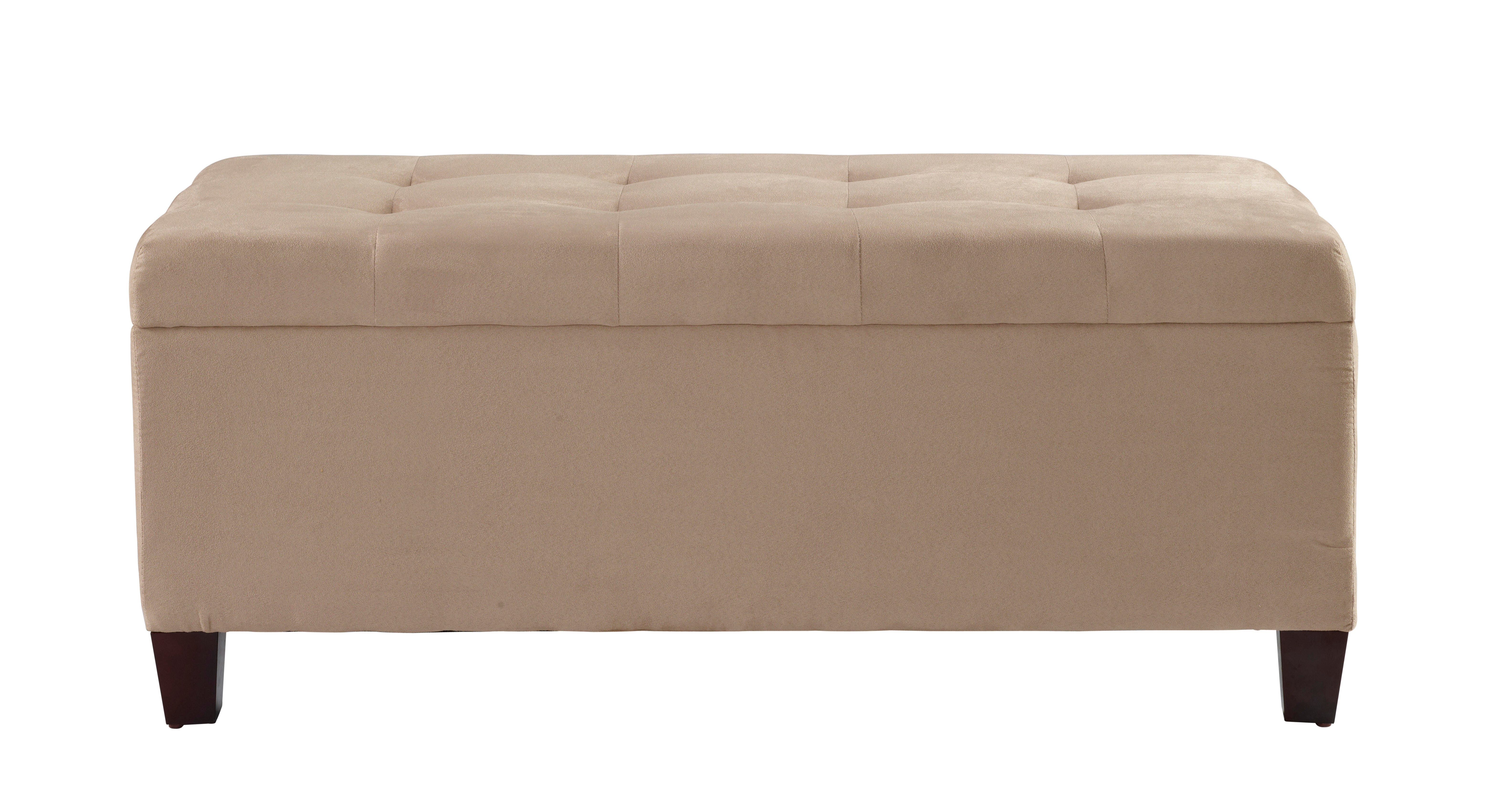 Linon Augusta Shoe Storage Ottoman, Beige, large