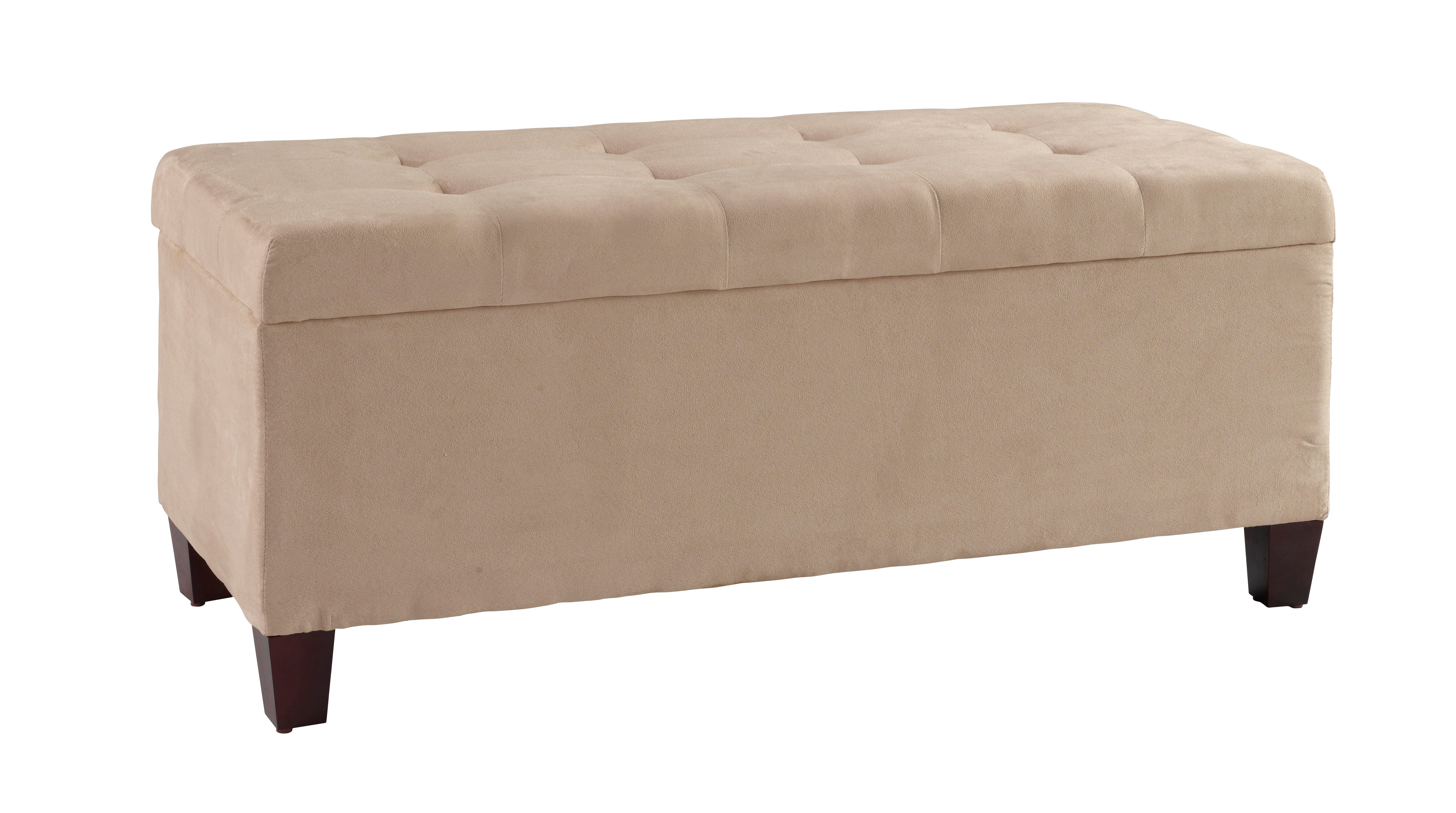 Linon Augusta Shoe Storage Ottoman, Beige, large