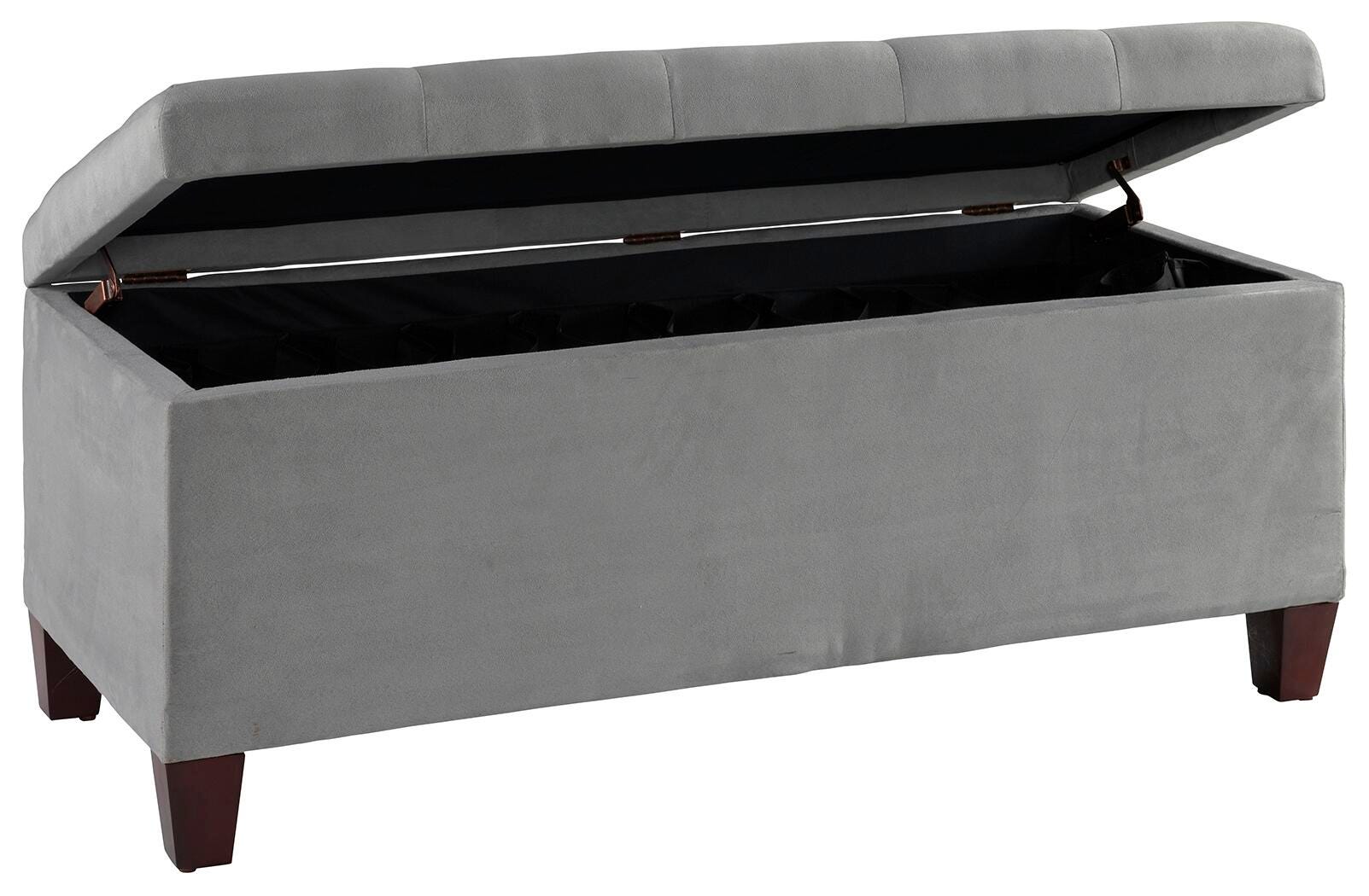 Linon Augusta Shoe Storage Ottoman, Black, large