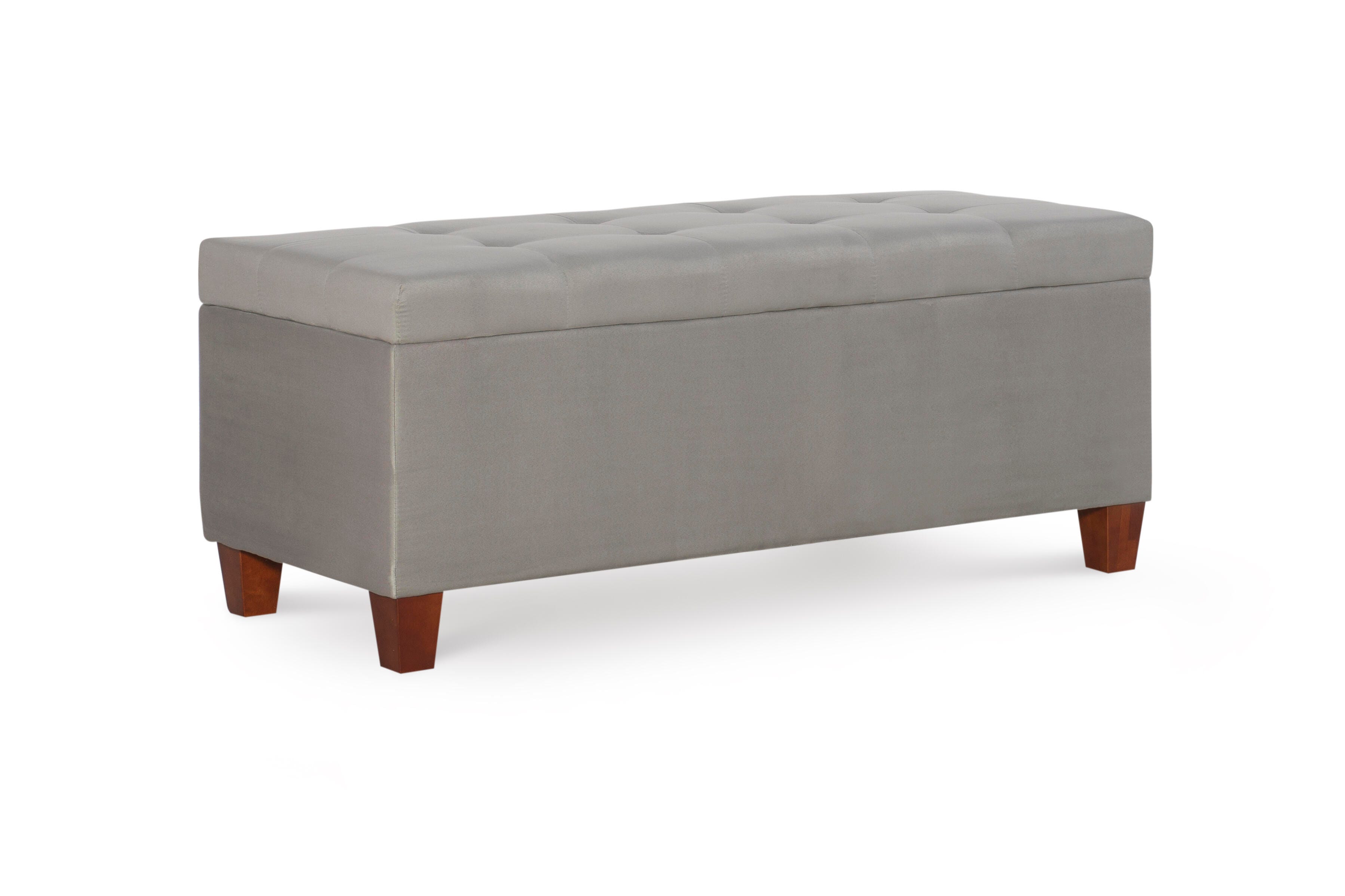 Linon Augusta Shoe Storage Ottoman, Black, large