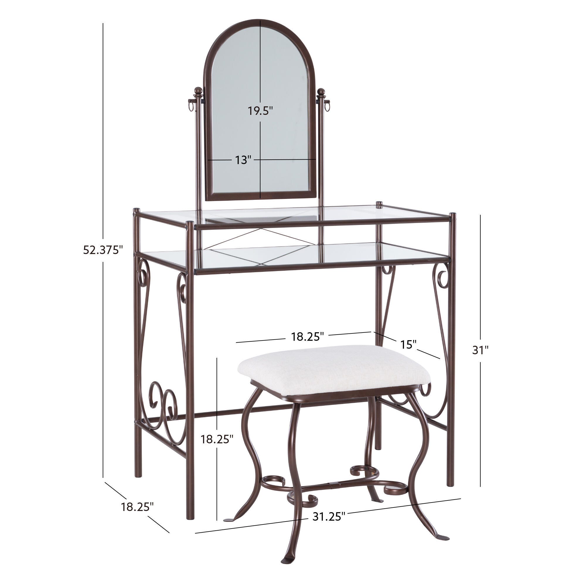 Linon Leah Vanity Set, , large