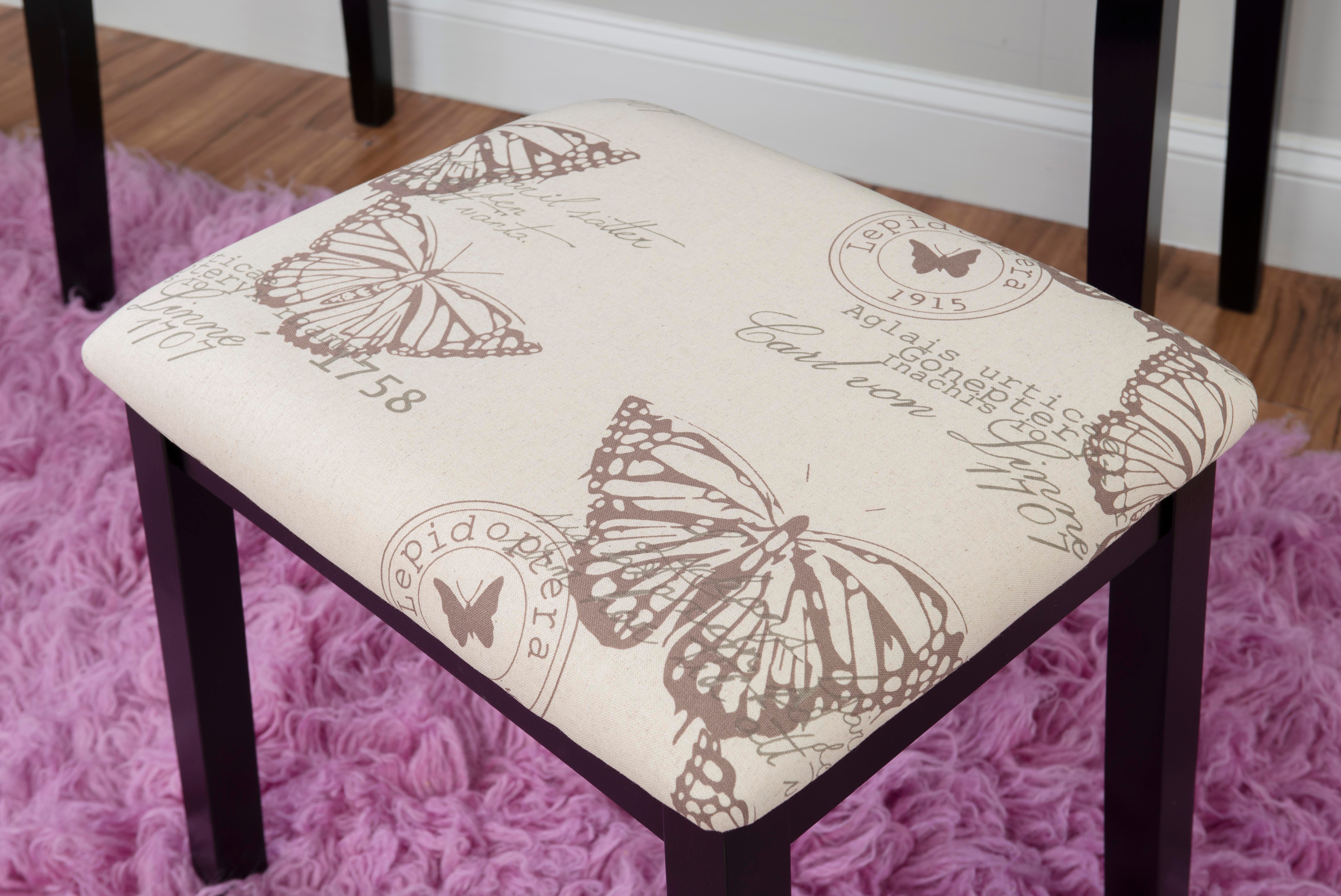 Linon Kensley Butterfly Vanity Set, Black, large