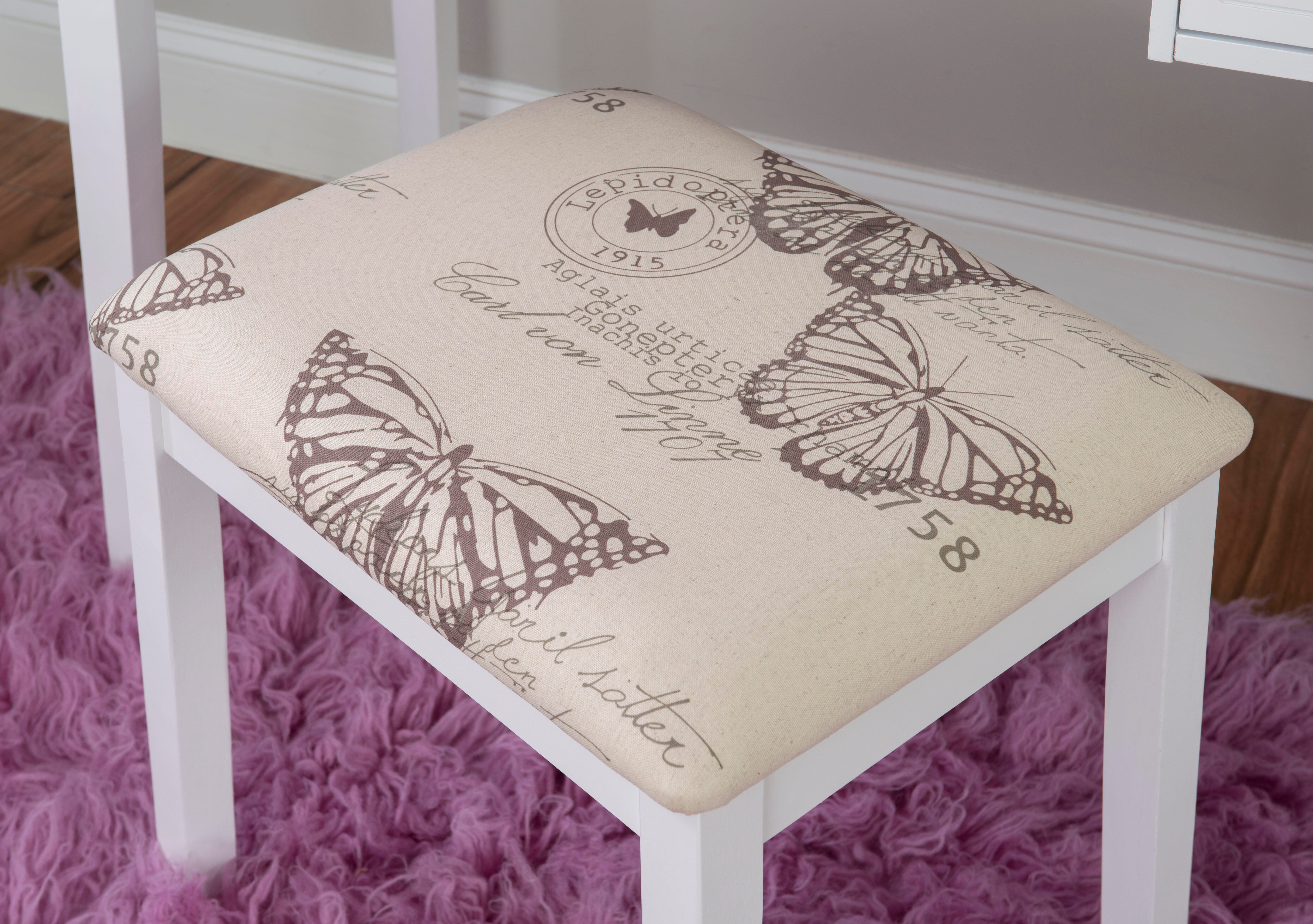 Linon Kensley Butterfly Vanity Set, White, large