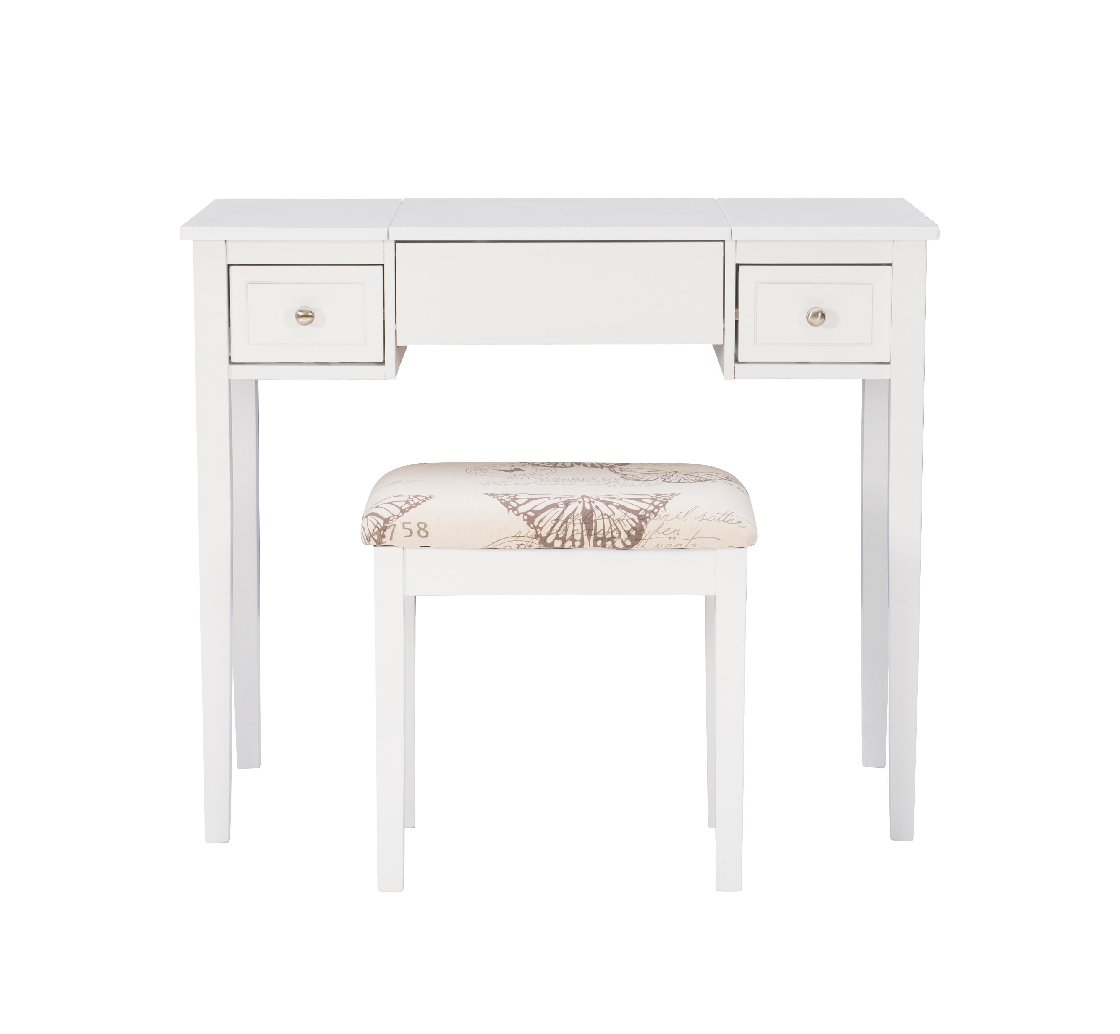 Linon Kensley Butterfly Vanity Set, White, large
