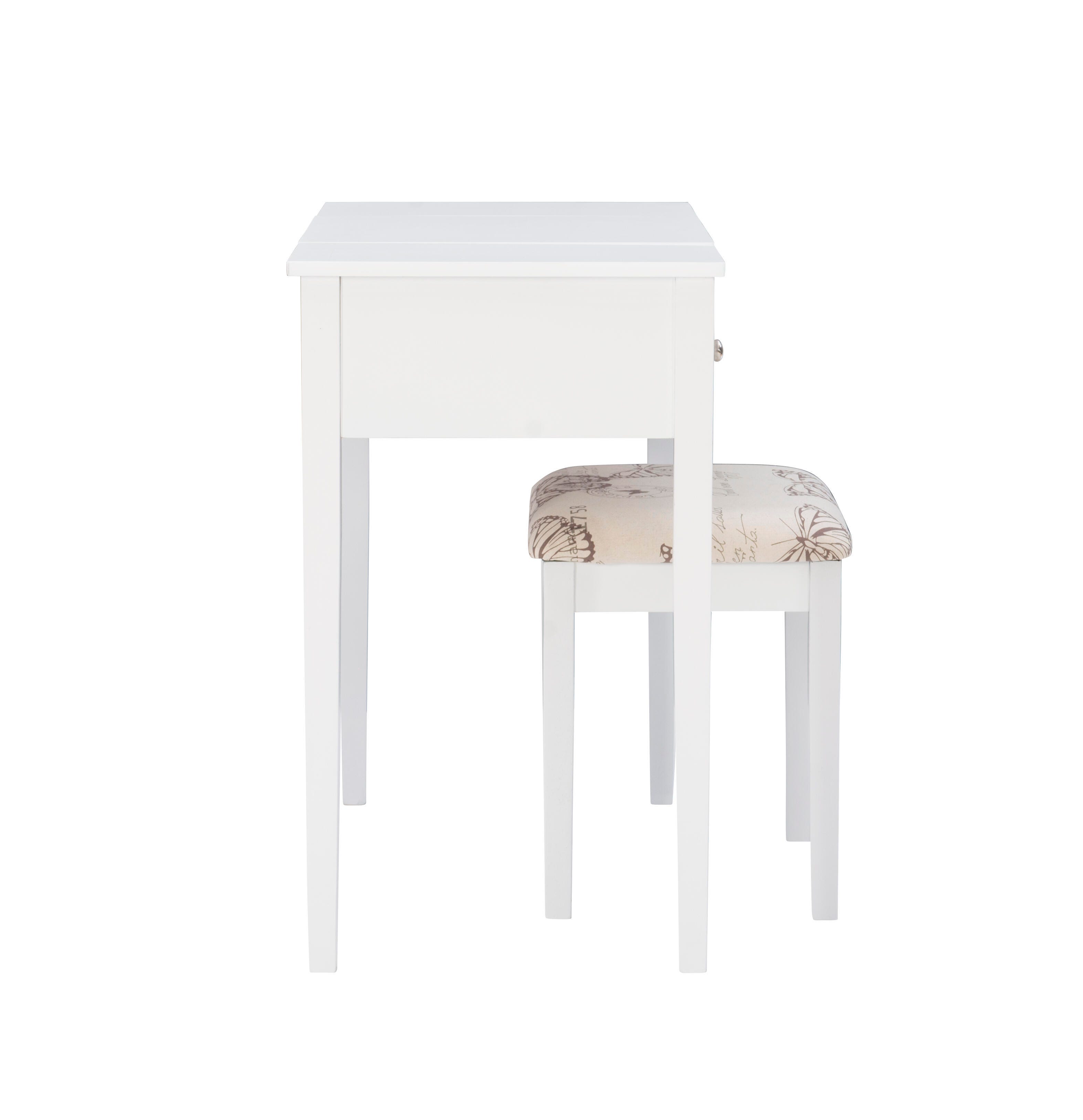 Linon Kensley Butterfly Vanity Set, White, large