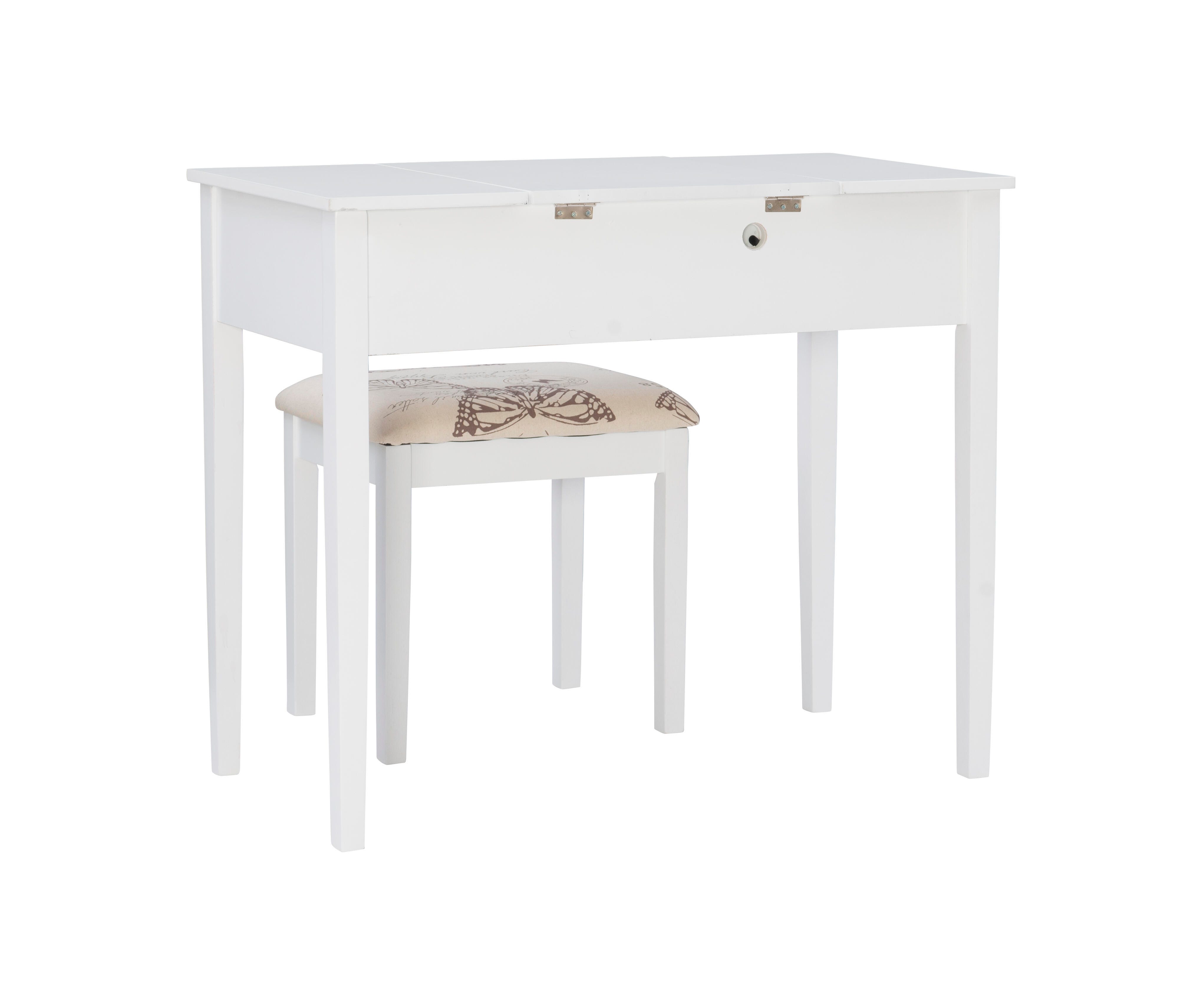 Linon Kensley Butterfly Vanity Set, White, large