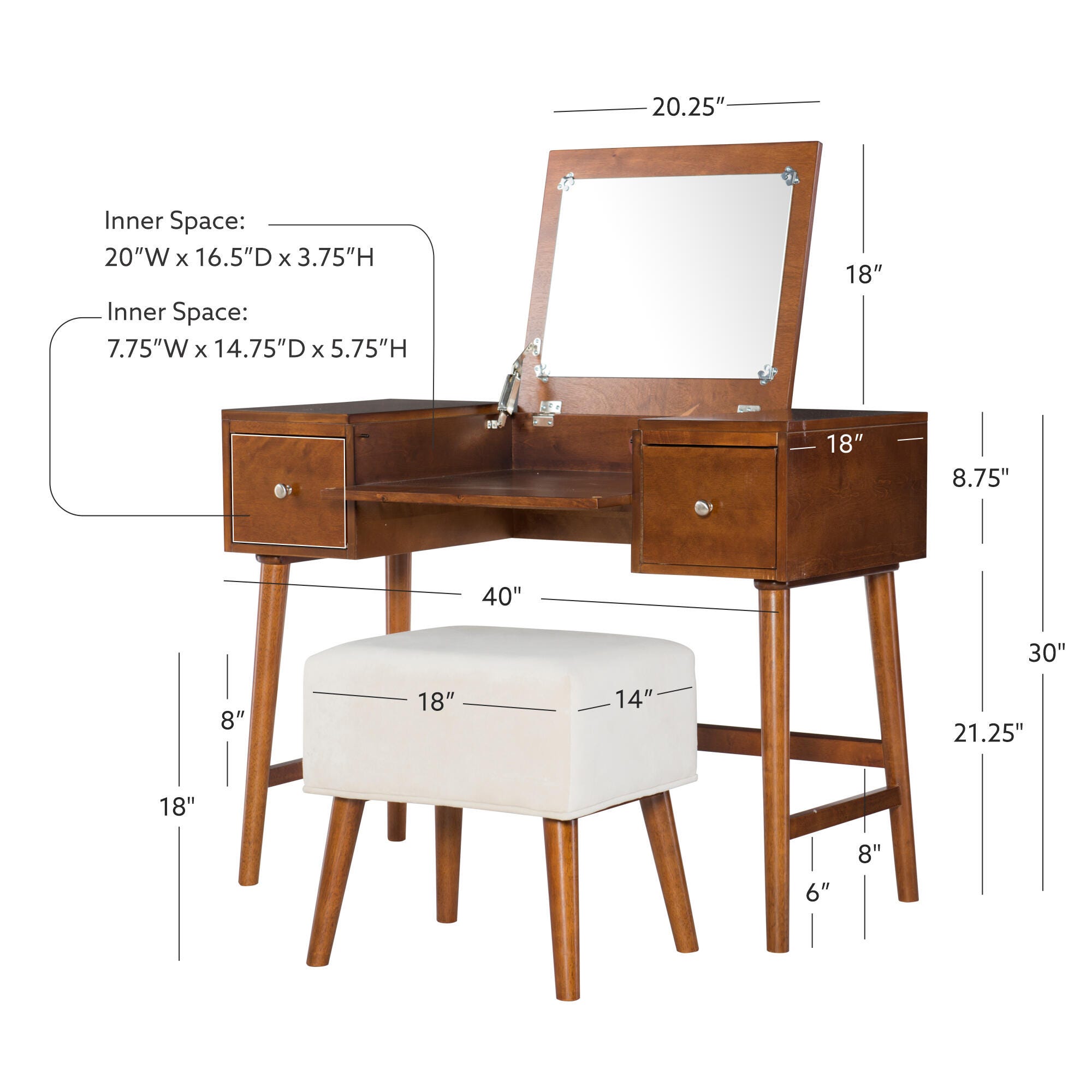 Linon Maggie Vanity Set, , large