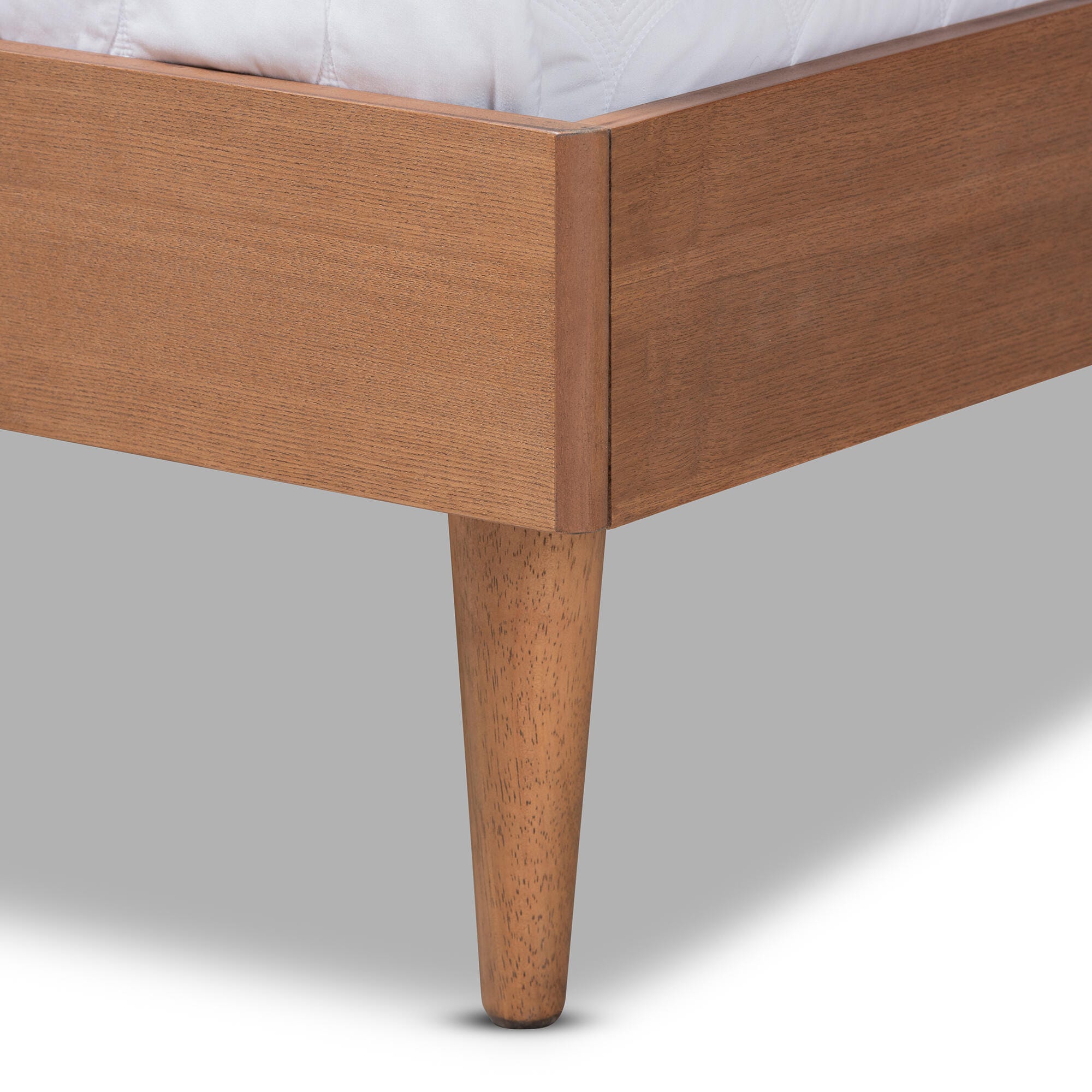 Baxton Studio Rina Mid-Century Rattan Queen Platform Bed, Brown, large
