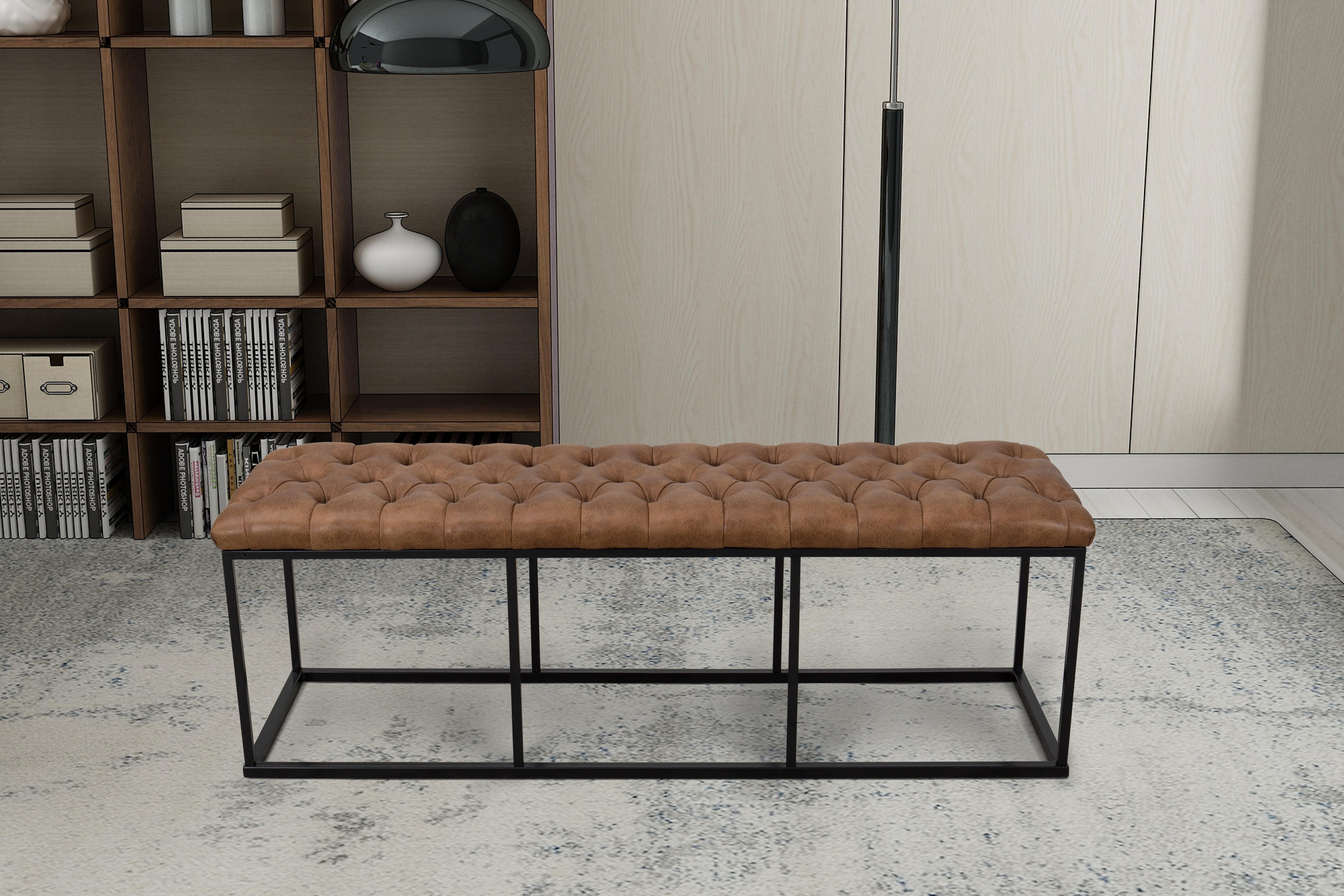 Reese Decorative Bench with Button Tufting, , large