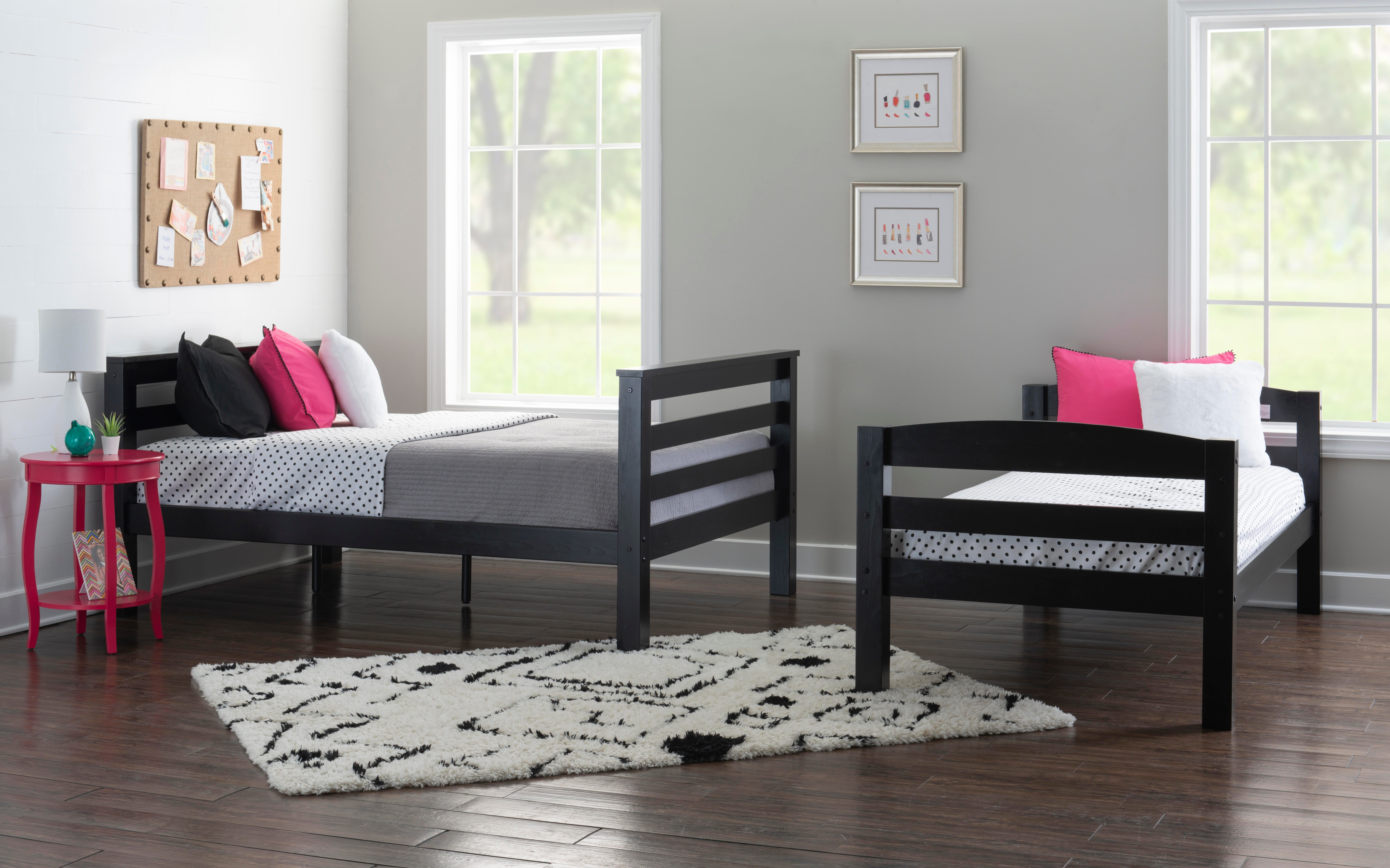 Linon Cale Black Twin Over Full Bunk Bed, , large