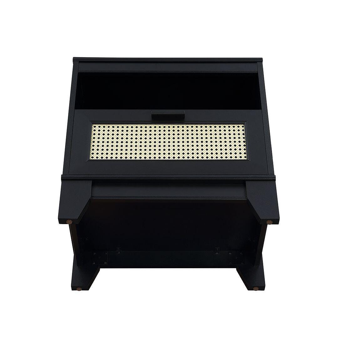 Manhattan Comfort Sheridan Cane 1-Drawer Nightstand Set of 2, Black, large