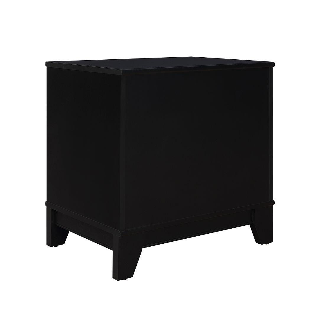 Manhattan Comfort Sheridan Cane 1-Drawer Nightstand Set of 2, Black, large