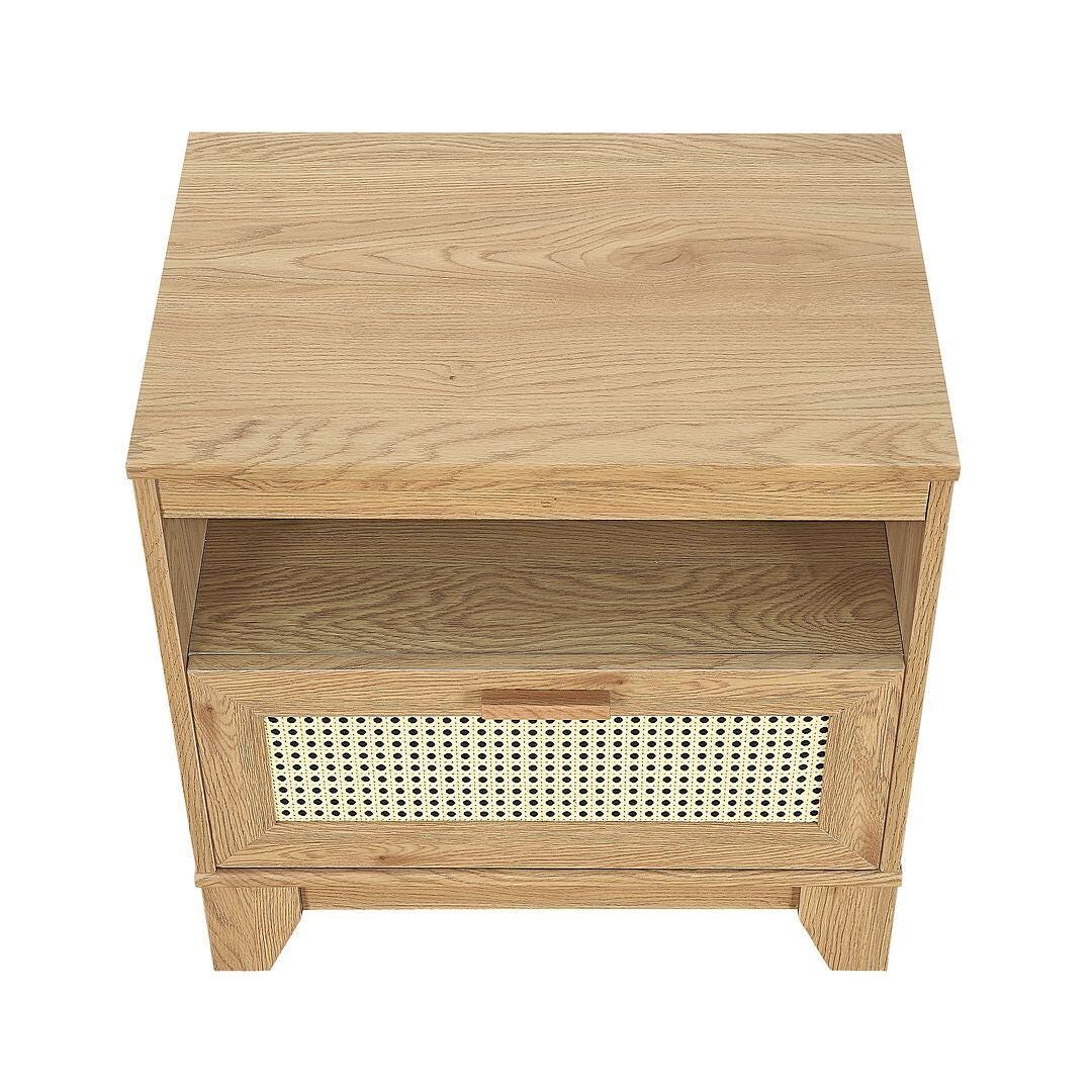 Manhattan Comfort Sheridan Cane 1-Drawer Nightstand Set of 2, , large