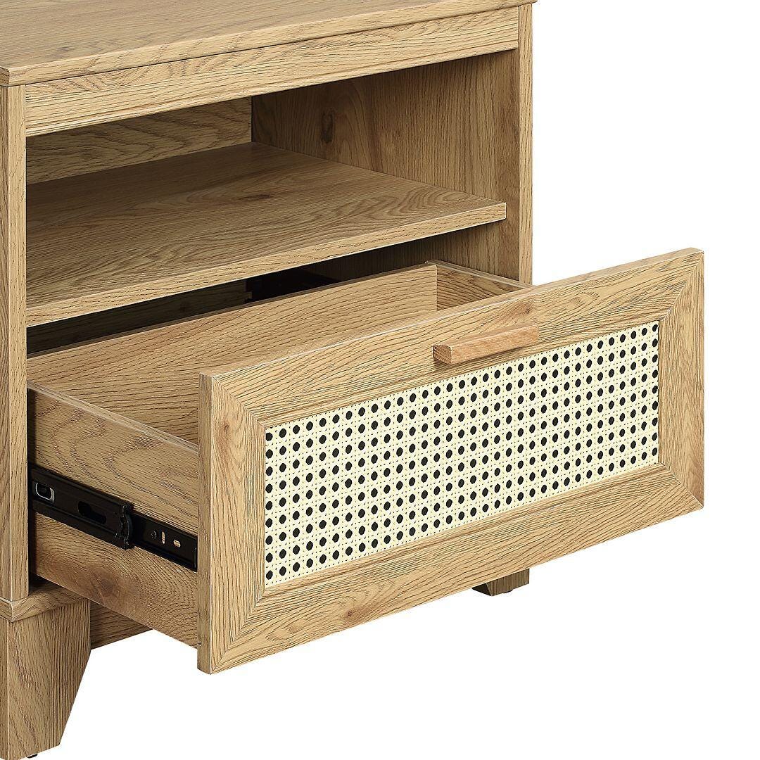 Manhattan Comfort Sheridan Cane 1-Drawer Nightstand Set of 2, , large