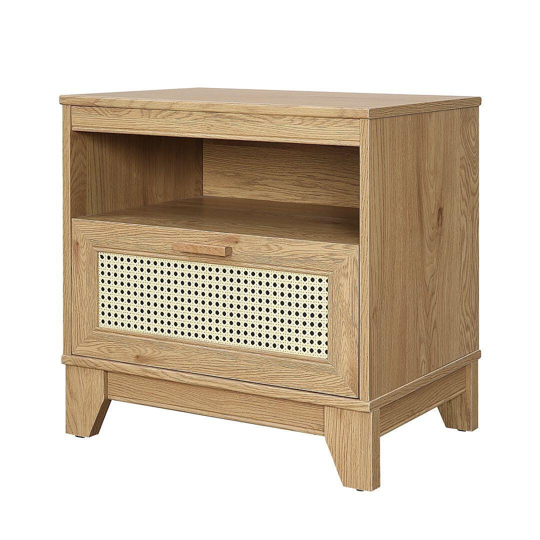 Manhattan Comfort Sheridan Cane 1-Drawer Nightstand Set of 2, , large