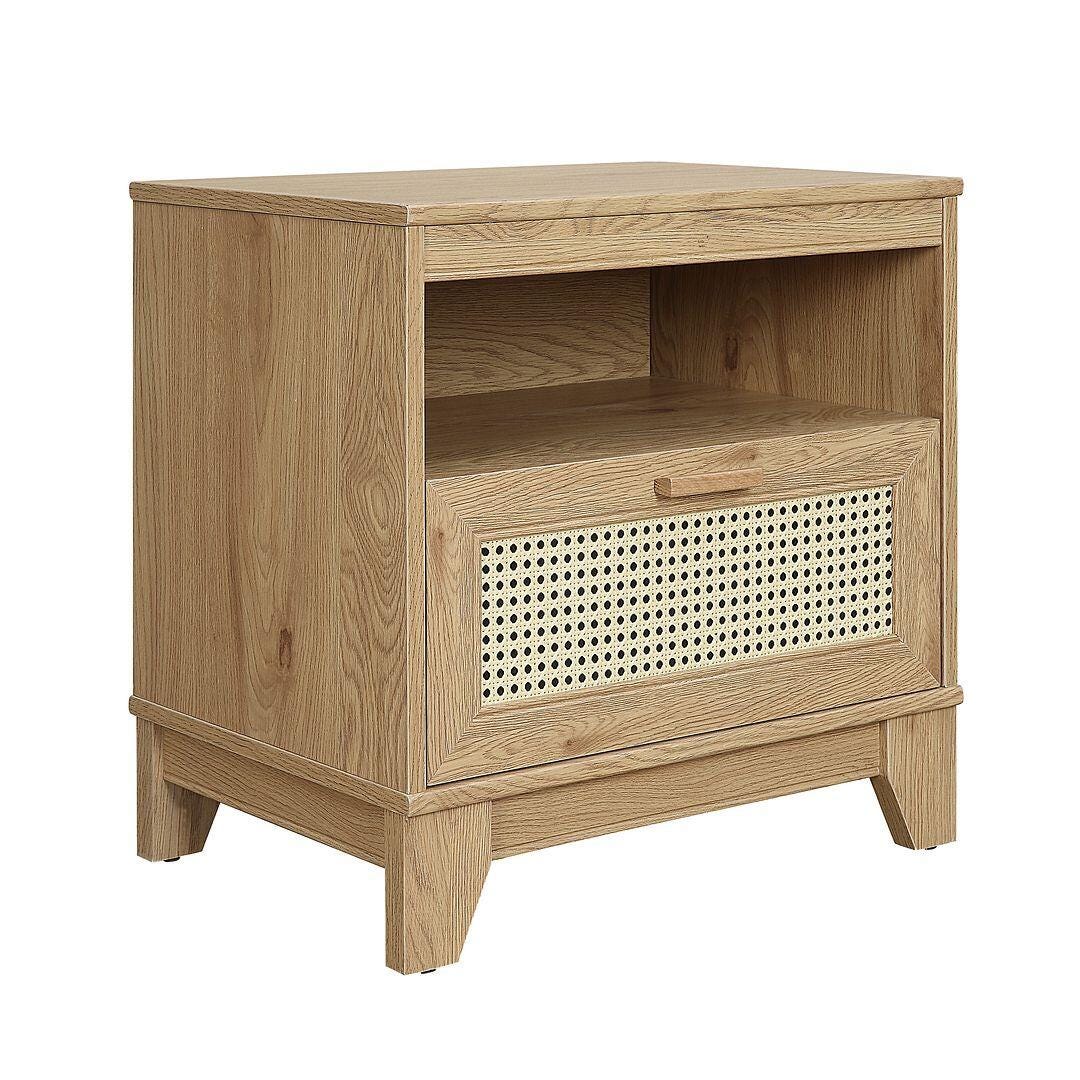 Manhattan Comfort Sheridan Cane 1-Drawer Nightstand Set of 2, , large