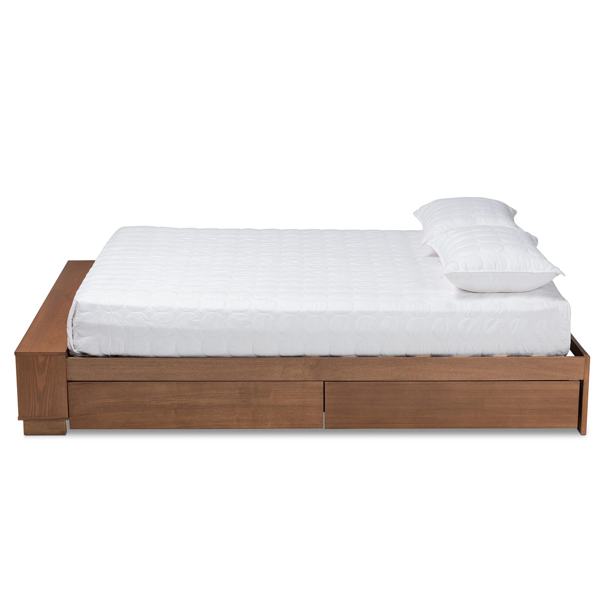Baxton Studio Arthur Wood Queen Platform Bed with Built-In Shelves, Brown, large