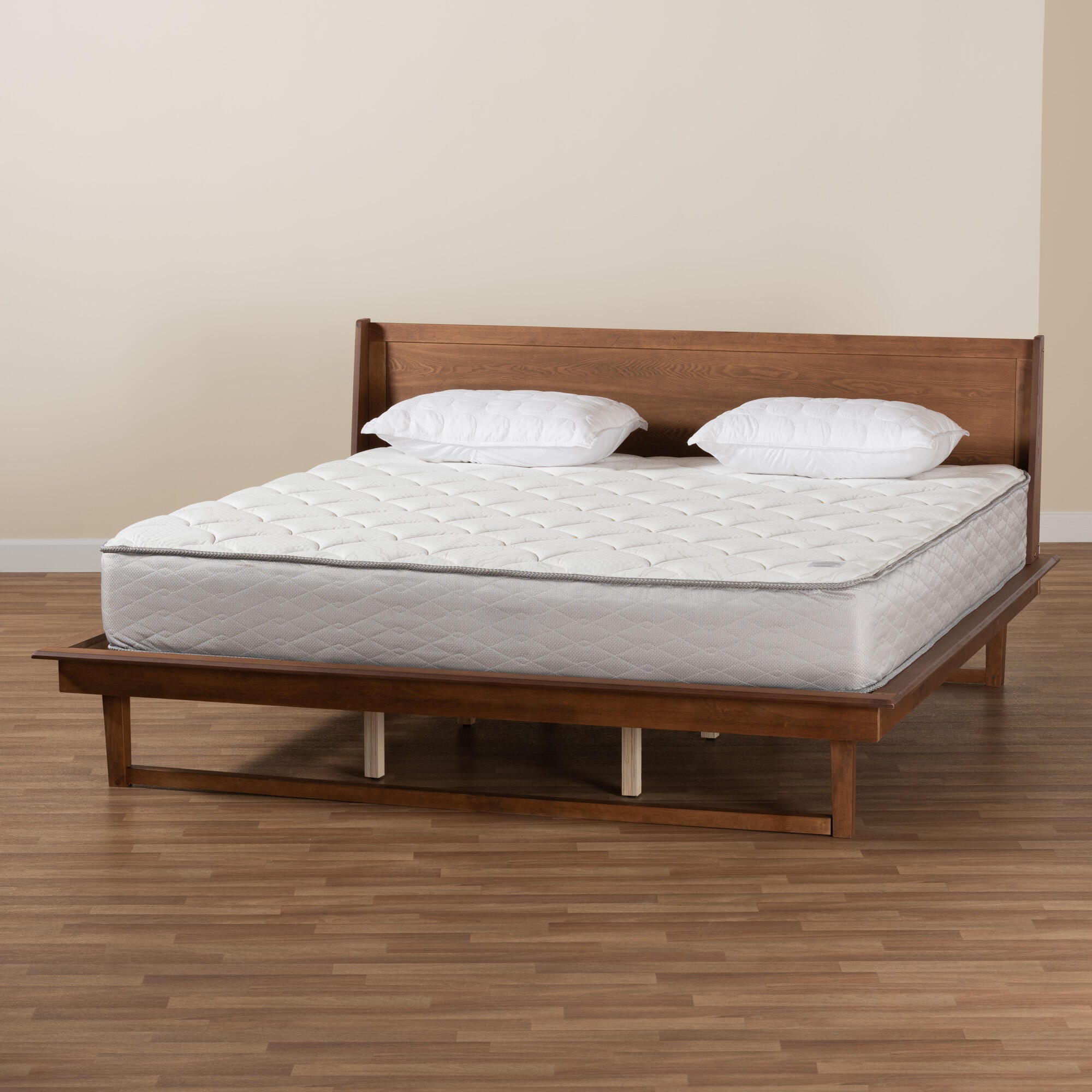 Baxton Studio Macayle King Platform Bed, Ash Walnut, large