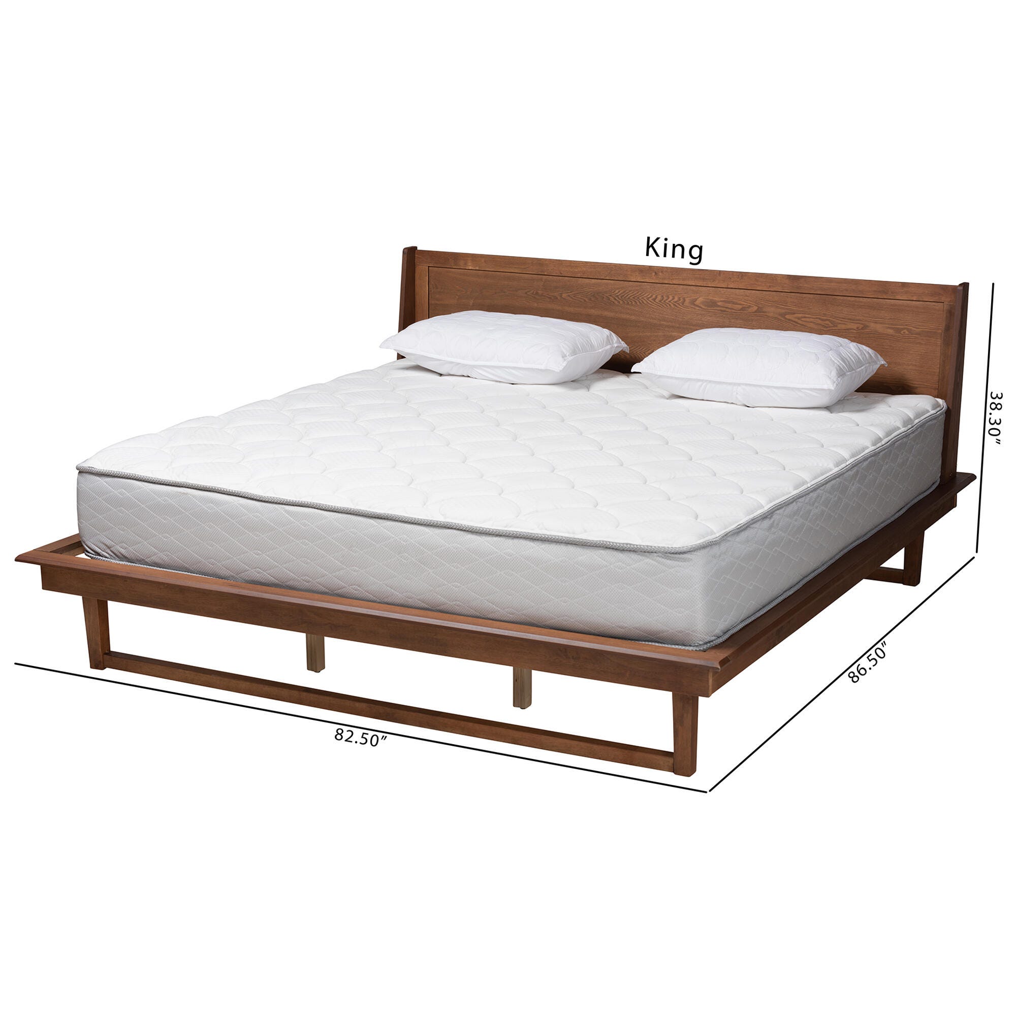Baxton Studio Macayle King Platform Bed, Ash Walnut, large