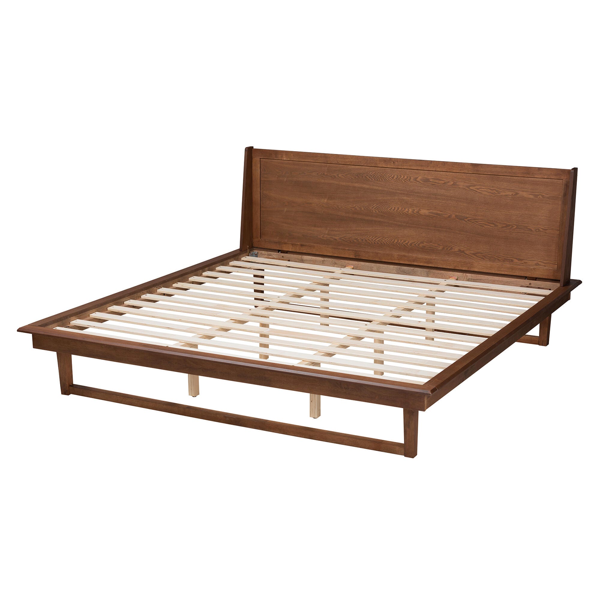 Baxton Studio Macayle King Platform Bed, Ash Walnut, large