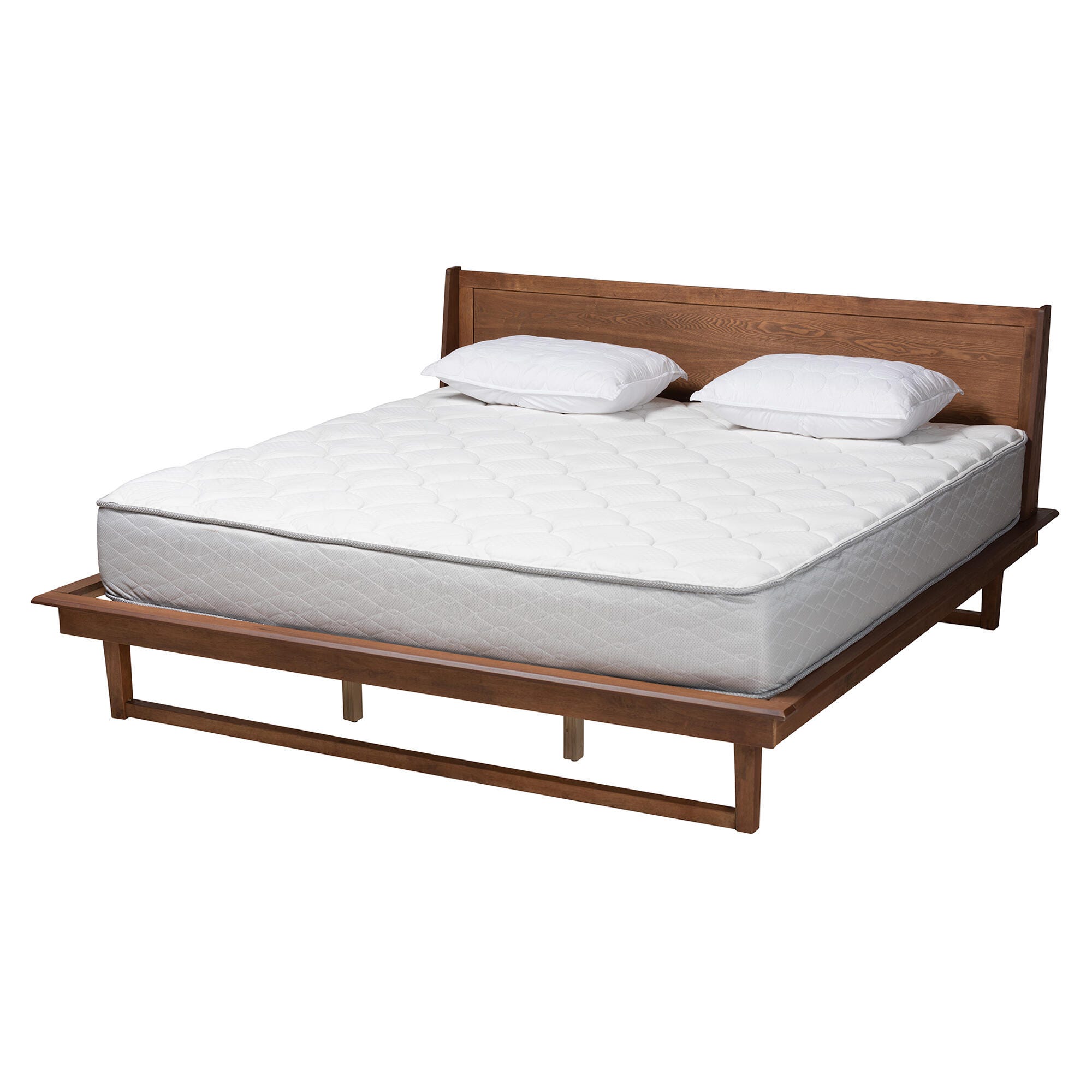 Baxton Studio Macayle Queen Platform Bed, Ash Walnut, large