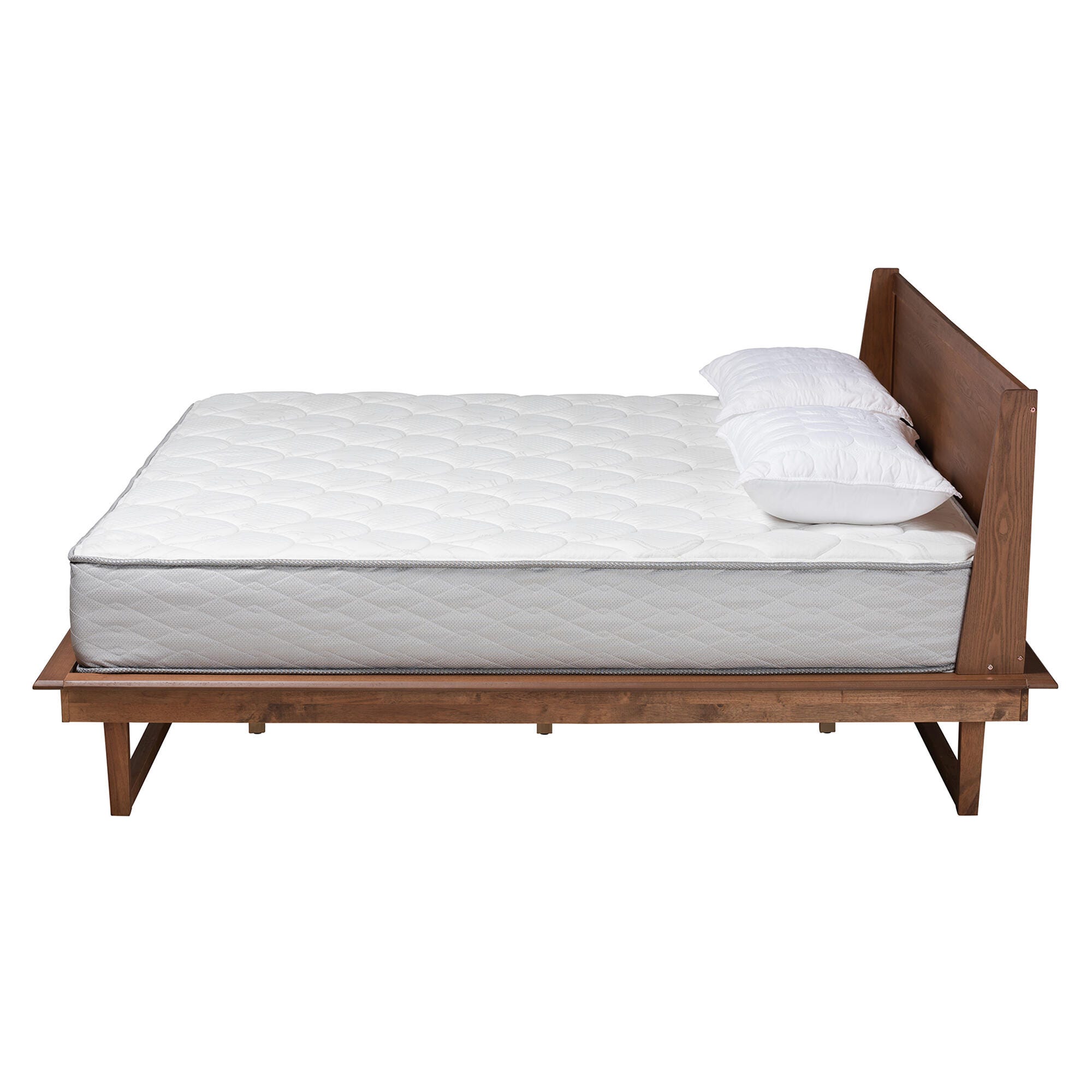Baxton Studio Macayle Queen Platform Bed, Ash Walnut, large