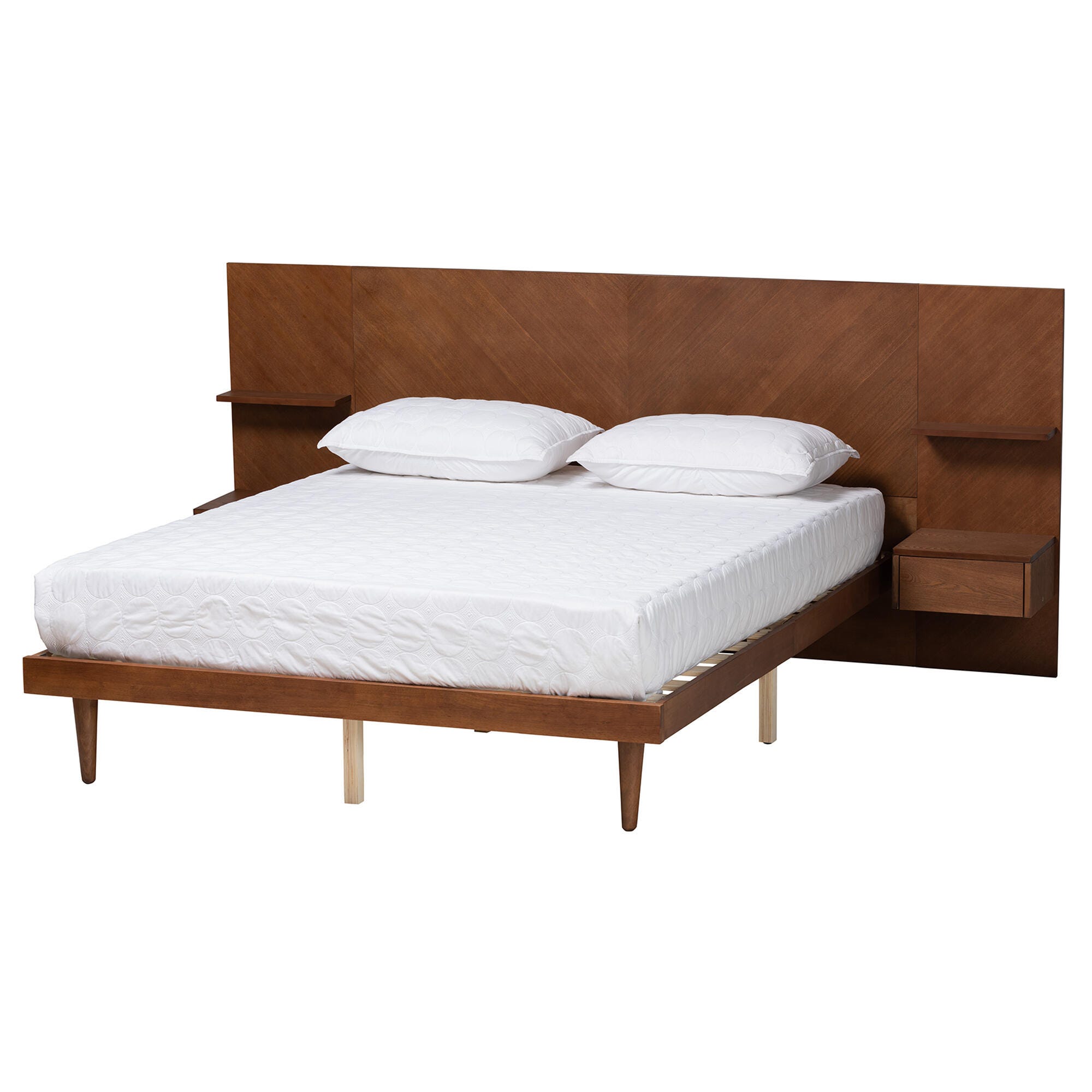 Baxton Studio Graham Queen Platform Storage Bed with Built In Nightstands, , large