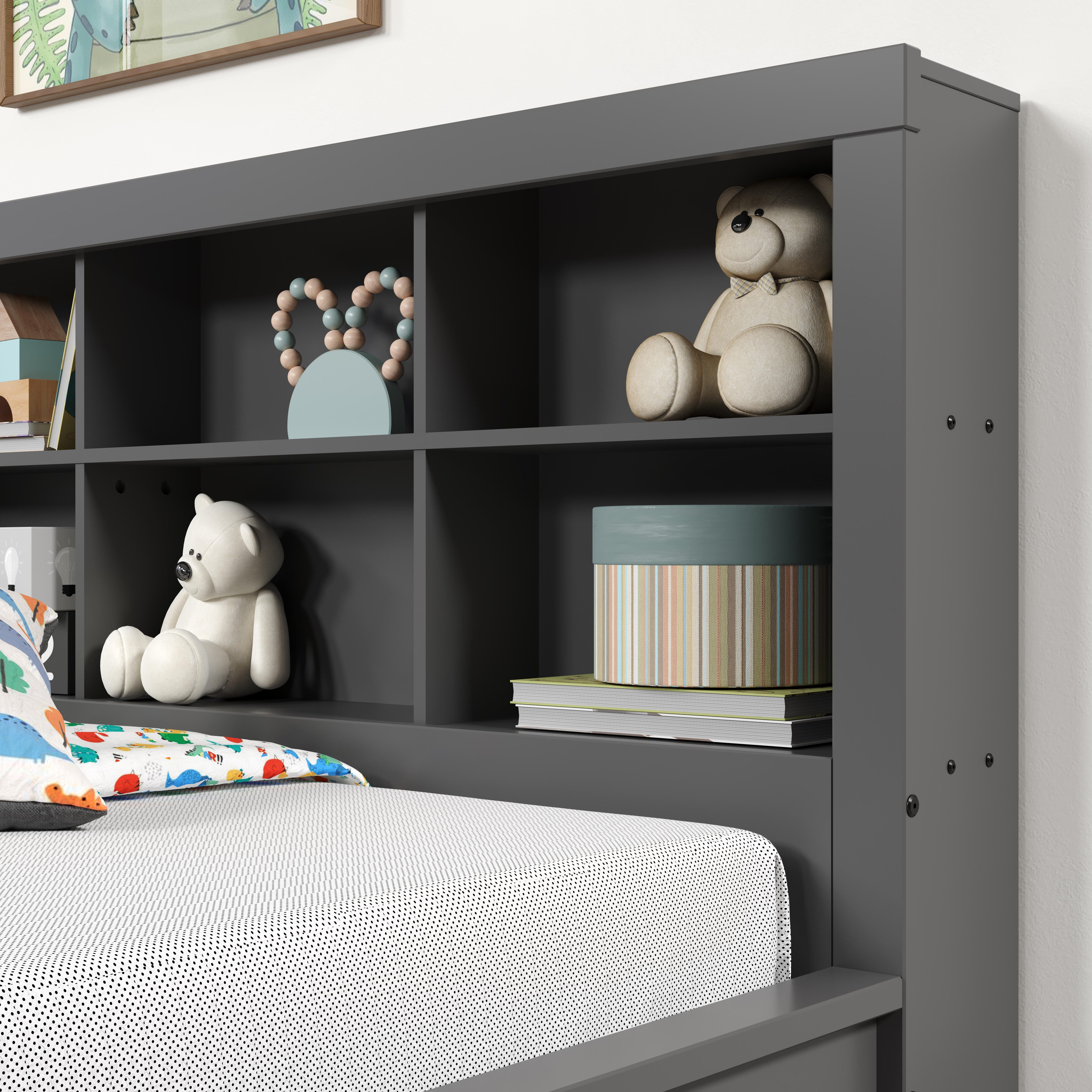 Donco Kids Bookcase Twin Day Bed, Dark Gray, large
