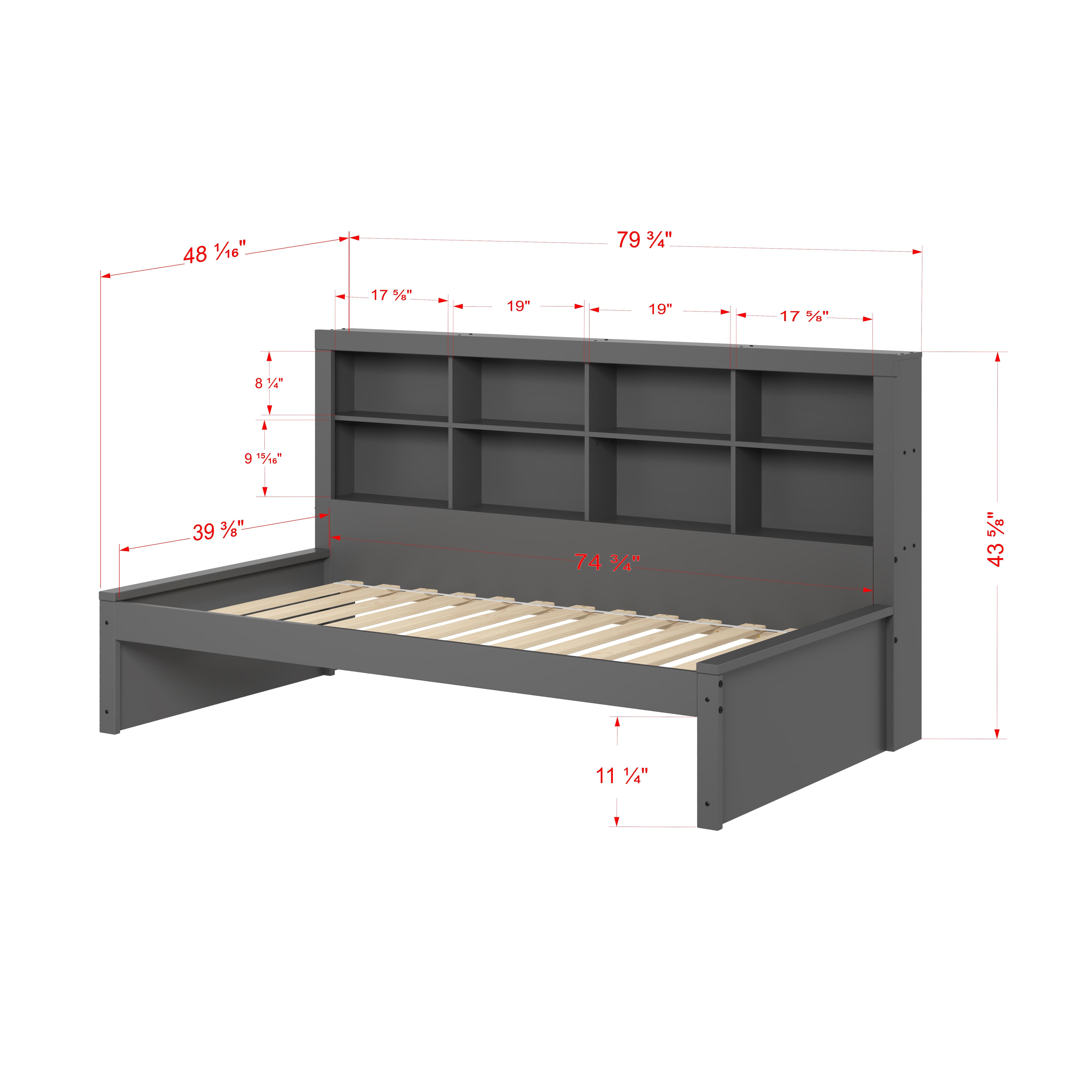 Donco Kids Bookcase Twin Day Bed, Dark Gray, large