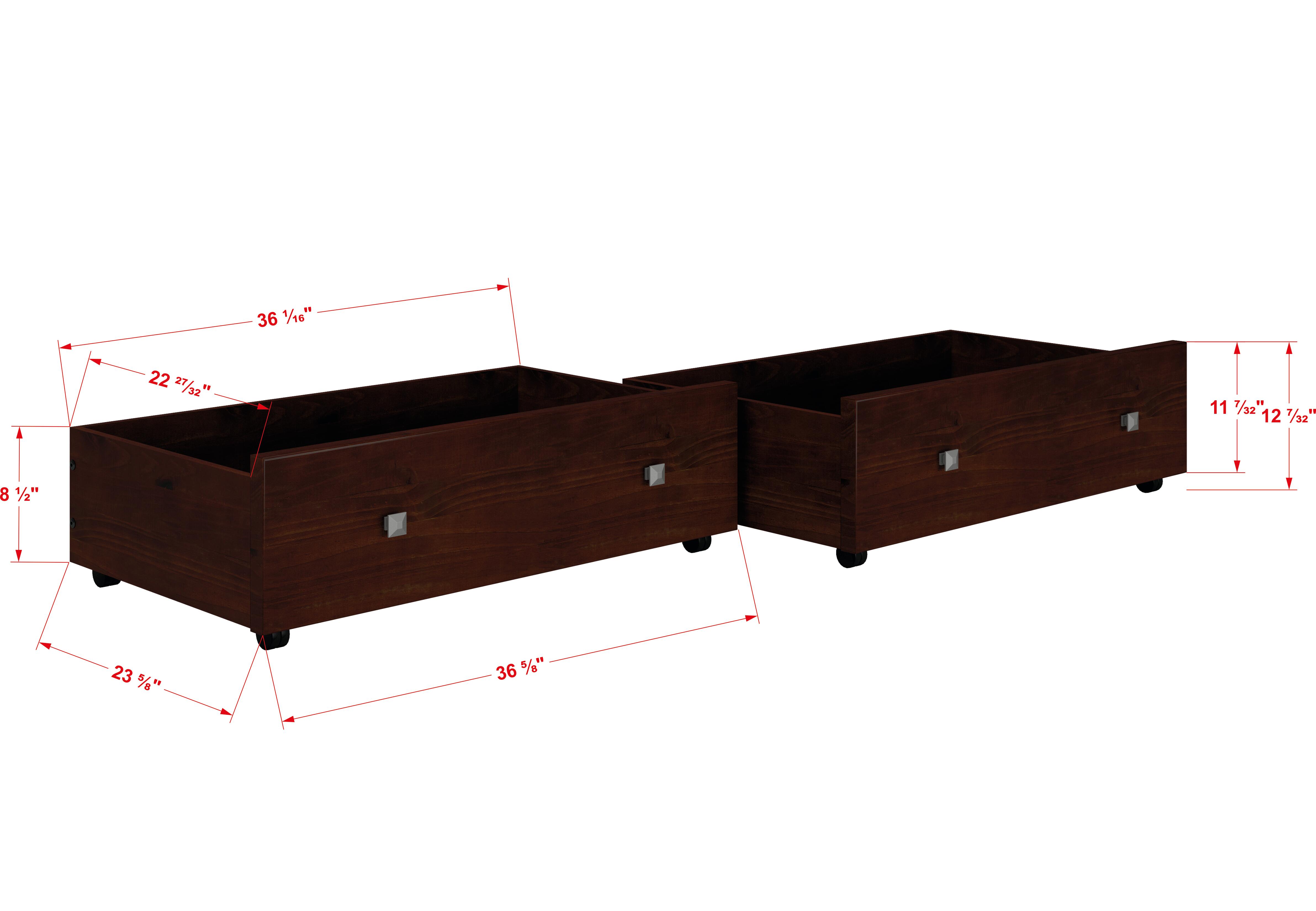 Donco Kids Econo Scandinavian Twin Bed with Dual Underbed Drawers, Cappuccino, large