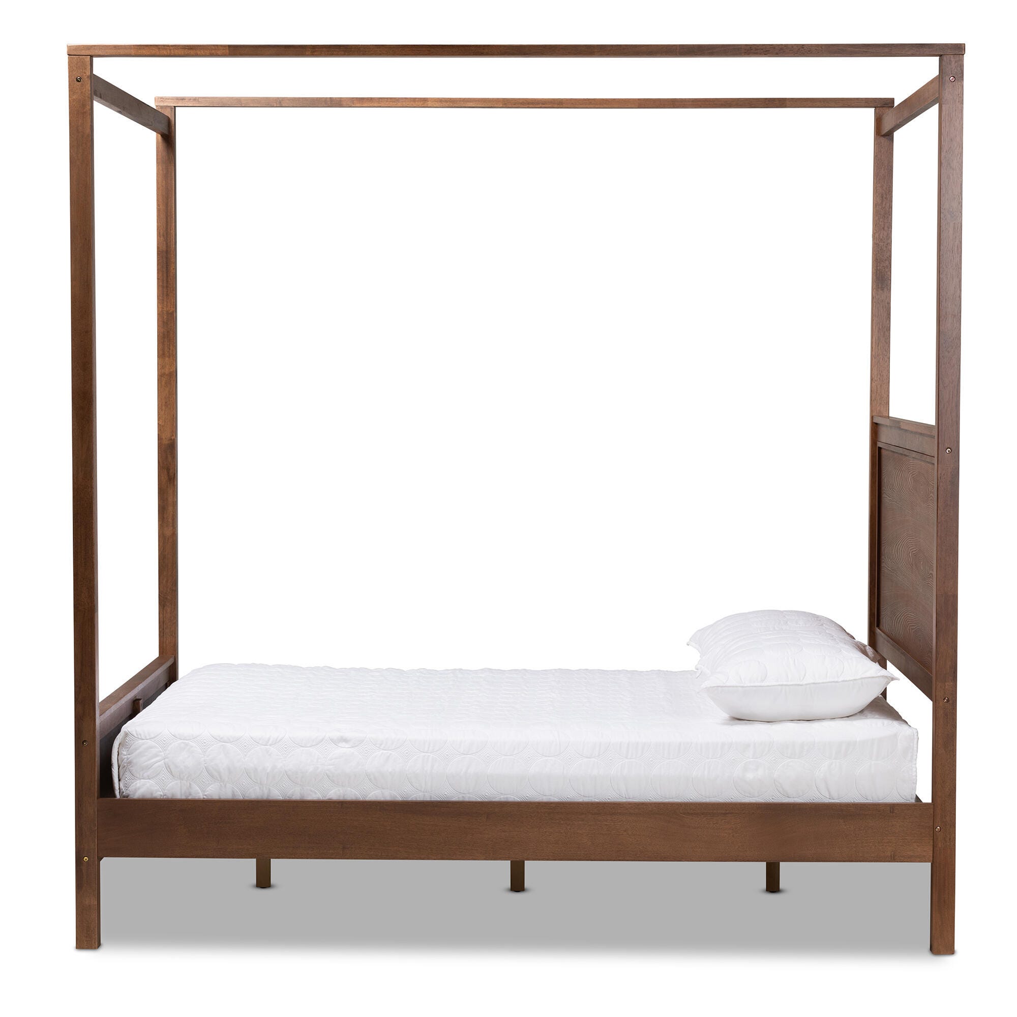 Baxton Studio Veronica Wood Queen Platform Canopy Bed, Brown, large